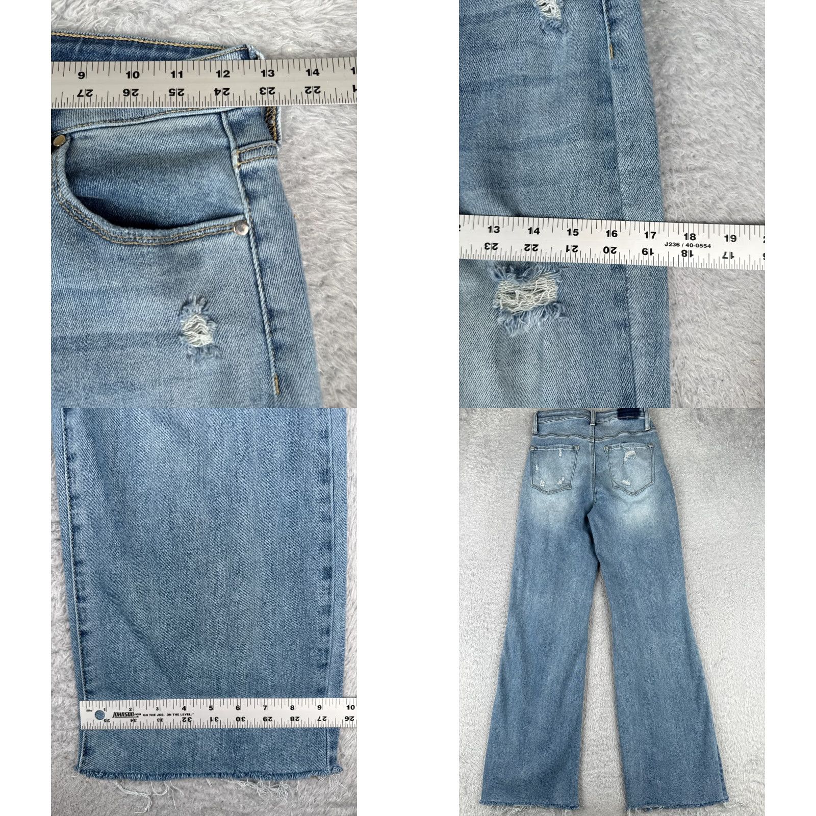 Vintage Grey Bandit Jeans Juniors 5 Blue Denim Flared Distressed Cotton Blend 26x31 Jeans Women 27 in Inseam 31 in Medium Wash Denim? Size 27" / US 4 / IT 40 - 9 Thumbnail