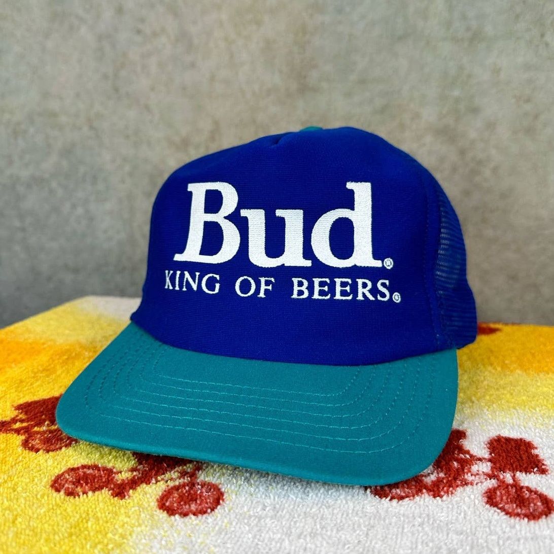 Budweiser × Vintage Vintage Bud Light King Of Beers Hat 80s One Sz Blue USA Made Size ONE SIZE - 2 Thumbnail