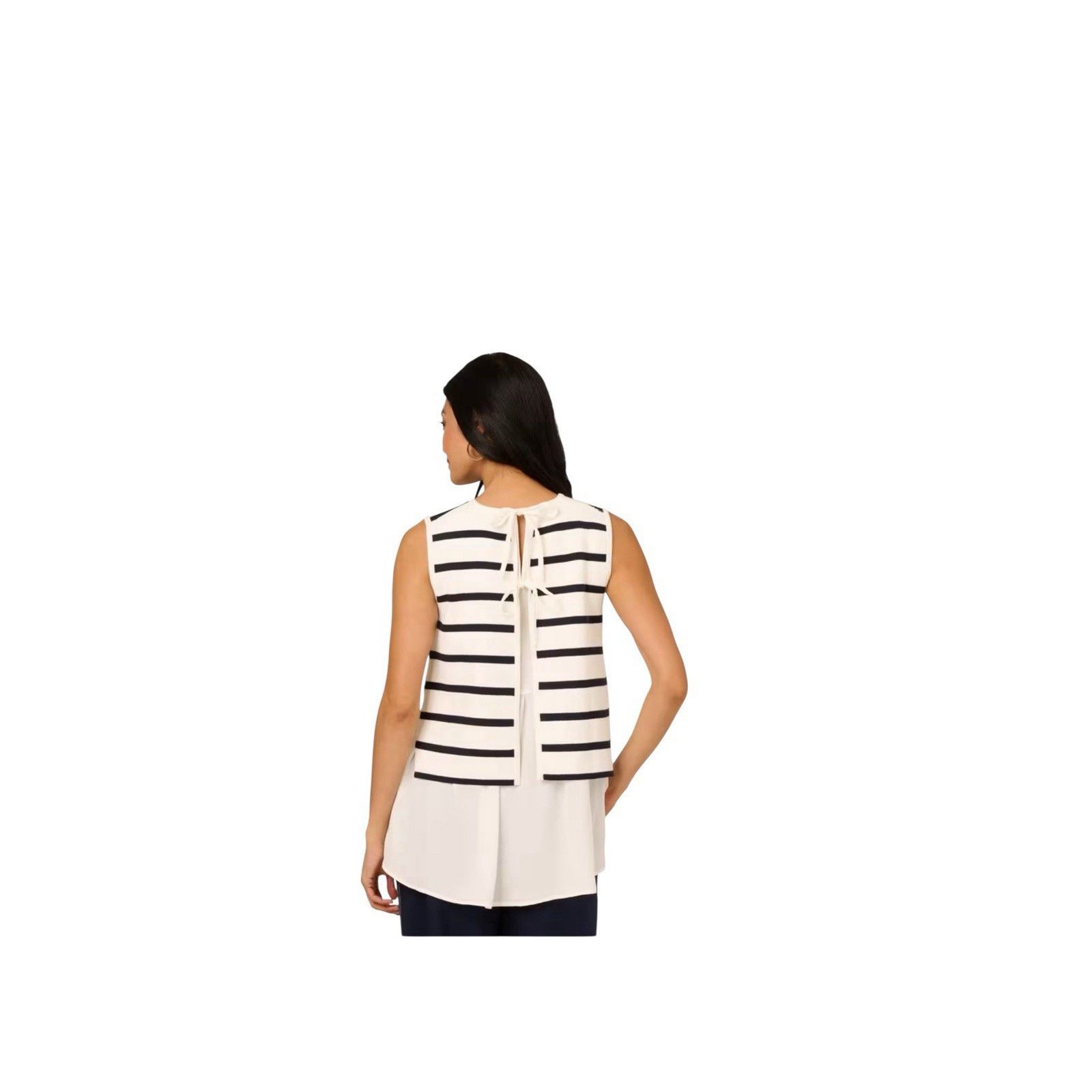 Adrianna Papell Adrianna Papell Textures Stripped Cropped Vest Ivory Navy Si Size L / US 10 / IT 46 - 3 Thumbnail