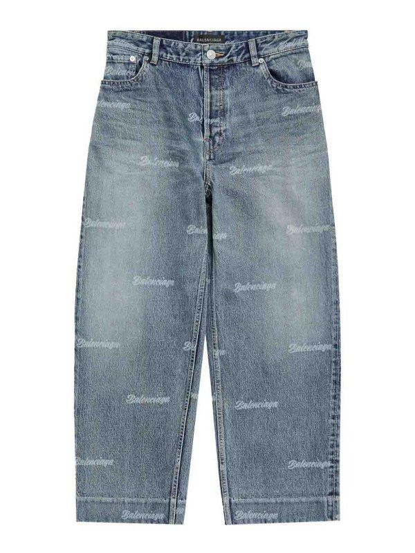 Balenciaga All over Logo Bootcut Cropped Jeans Size 30" / US 8 / IT 44 - 1 Thumbnail