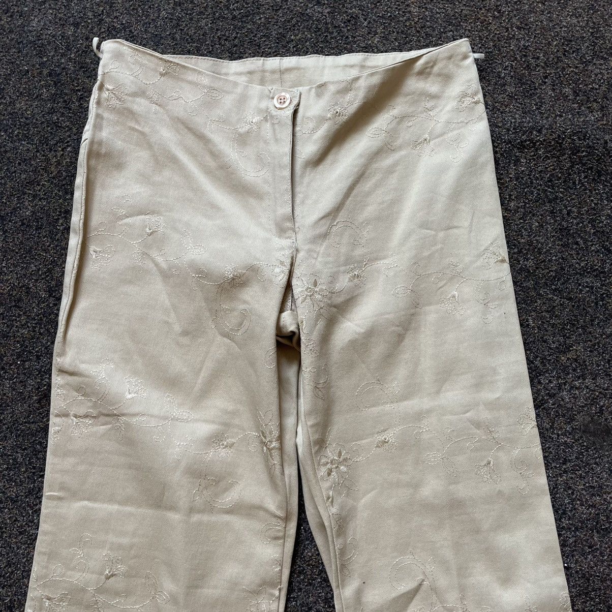 Vintage Vintage Y2K Cream Wide Leg Flare Pants Bootcut Skate Logo 31 Size 31" - 2 Thumbnail