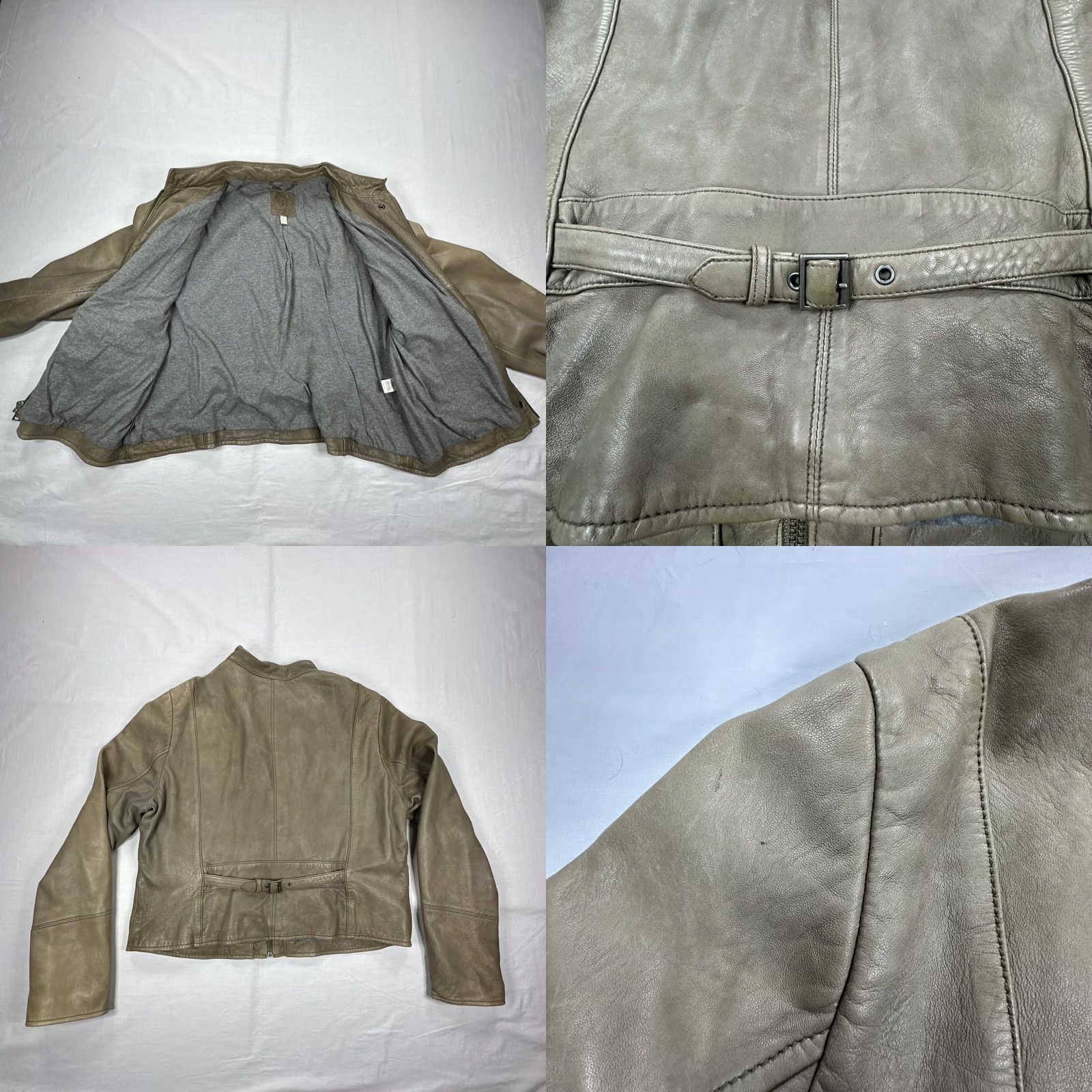 Banana Republic Banana Republic Jacket Women XL Leather Bomber Moto Full Zip Beige Vintage Size XL / US 12-14 / IT 48-50 - 9 Thumbnail