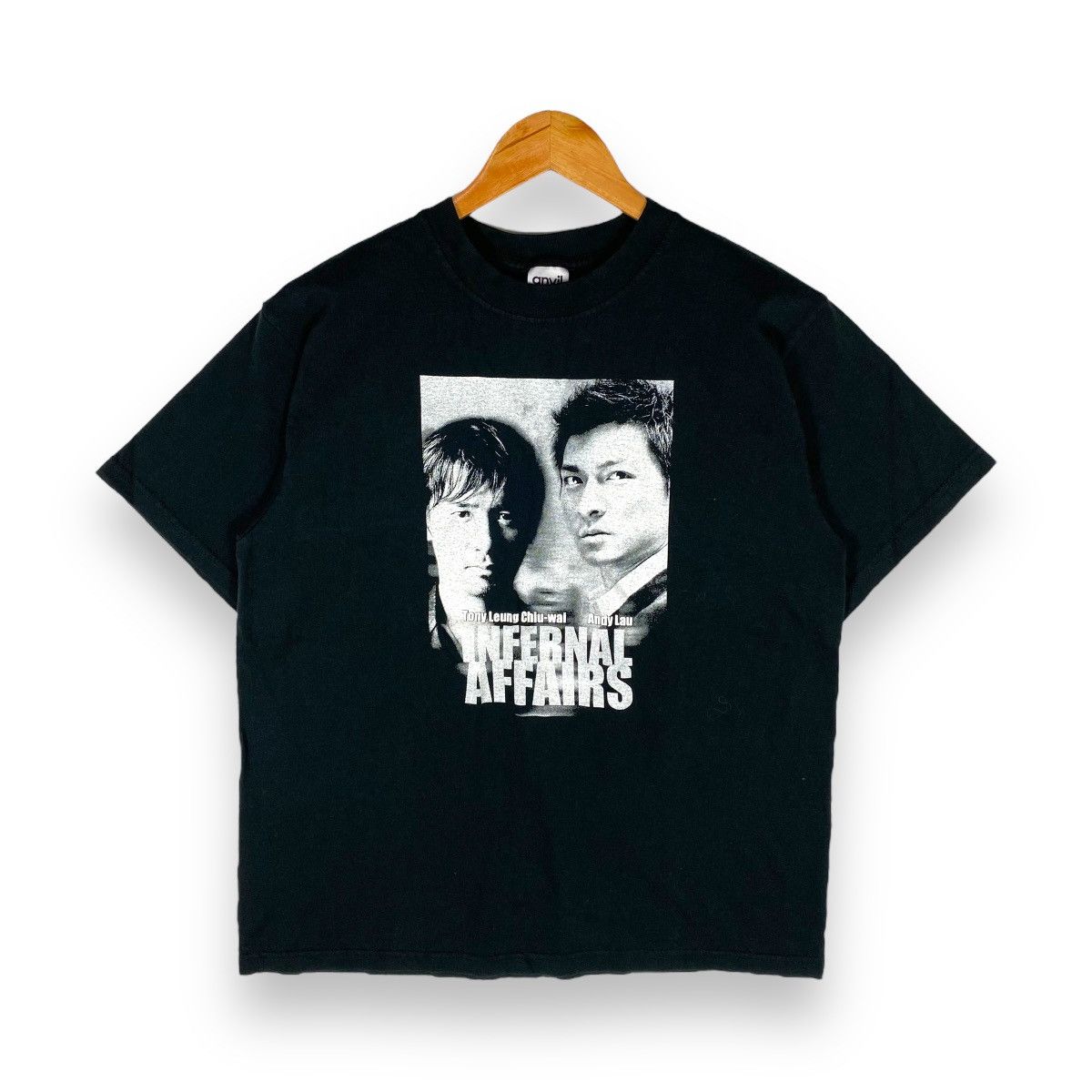 image of Vintage Infernal Affairs Hong Kong Action Movie Tee Andy Lau in Black, Men's (Size Medium)