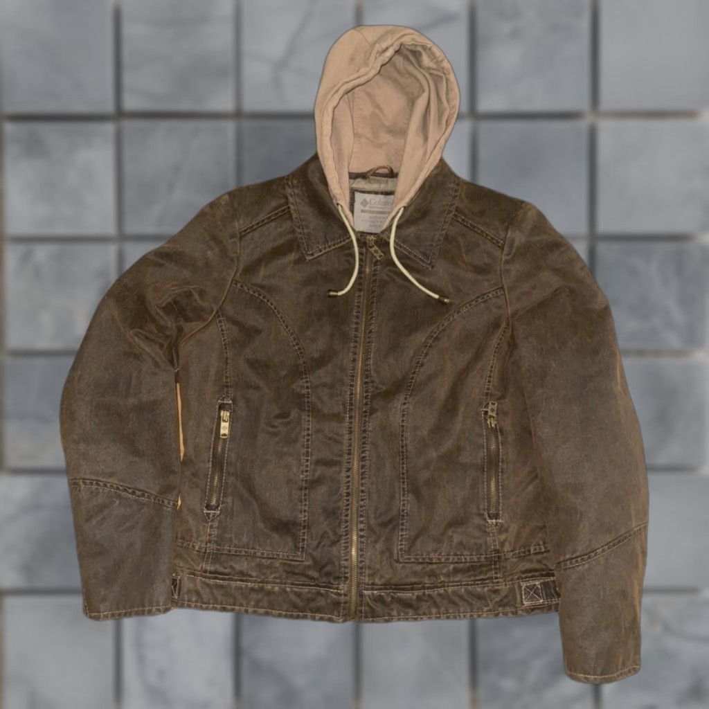 Vintage Columbia Hooded Jacket Brown Men’s Large L | Faux Leather Motorcycle Style, Outer Shell, 20x23, Pre-owned, Hooded, Regular 20x23 Size US L / EU 52-54 / 3 - 1 Thumbnail