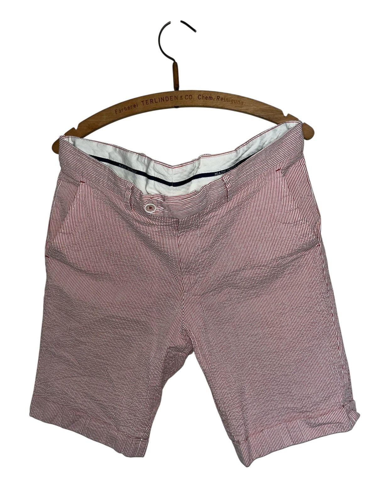 Vintage Luigi Fusaro Red Striped Cotton Shorts Made in Italy Size US 32 / EU 48 - 1 Thumbnail