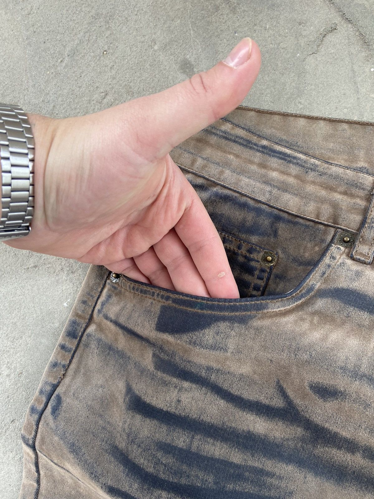 If Six Was Nine × Japanese Brand Vintage Y2K Faded Waxed Jeans Size US 34 / EU 50 - 9 Thumbnail