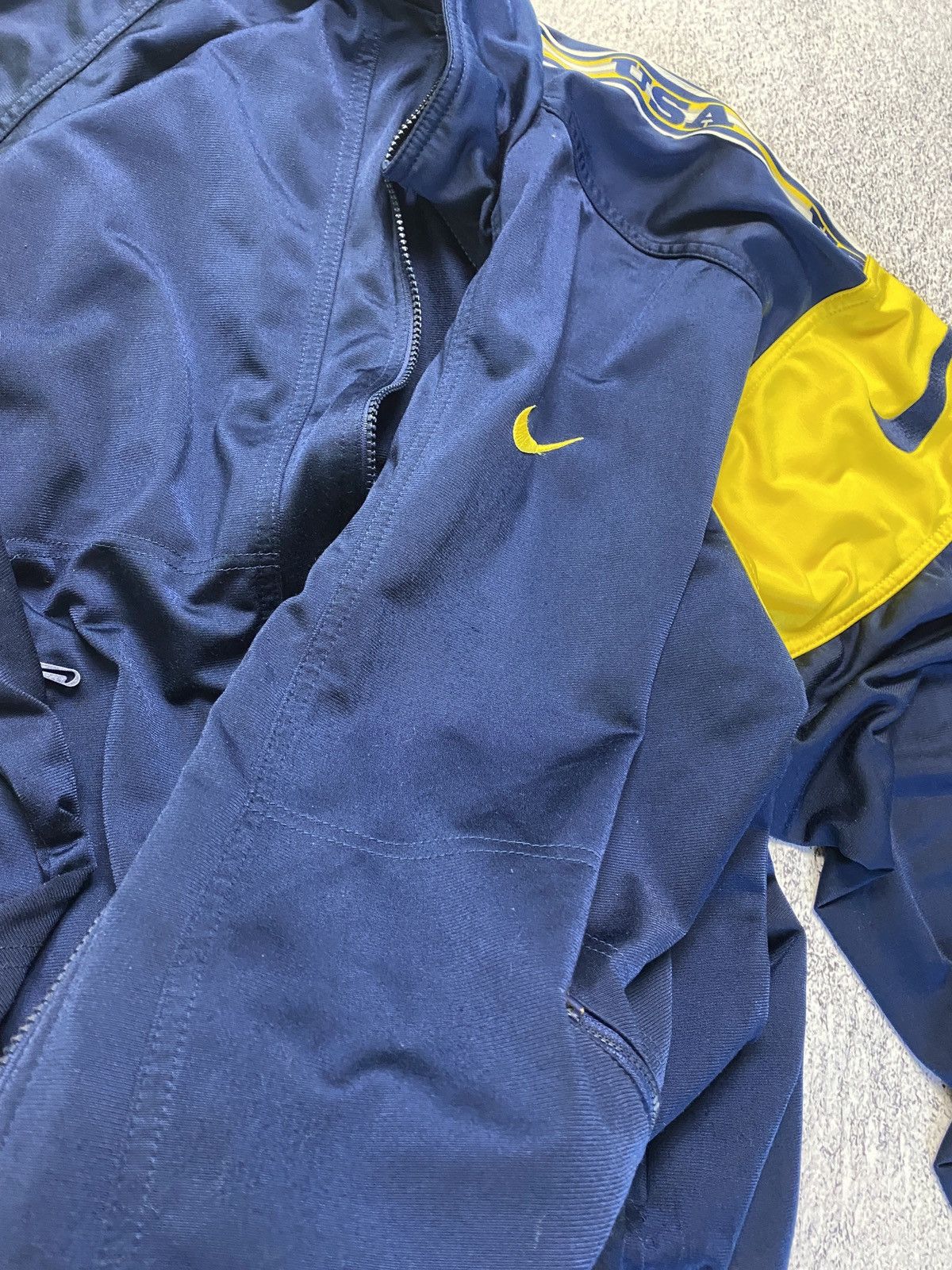 Nike × Vintage Vintage 90's Nike USA Drill Track Jacket Big Swoosh Size US XL / EU 56 / 4 - 10 Thumbnail