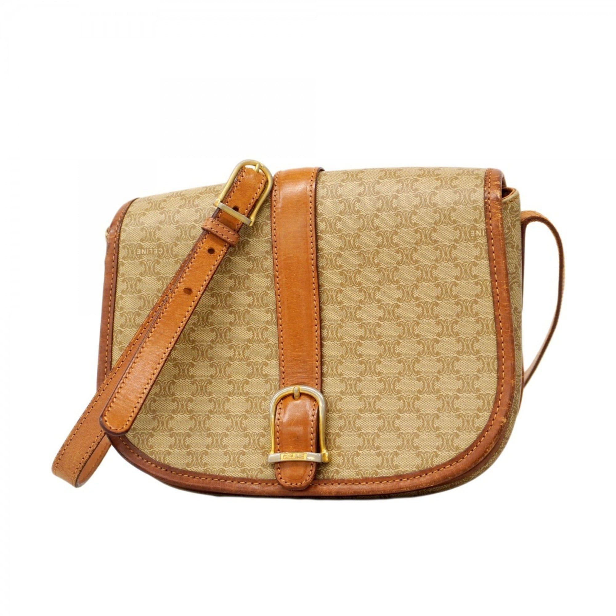 Celine Shoulder Bag Macadam Brown Women's