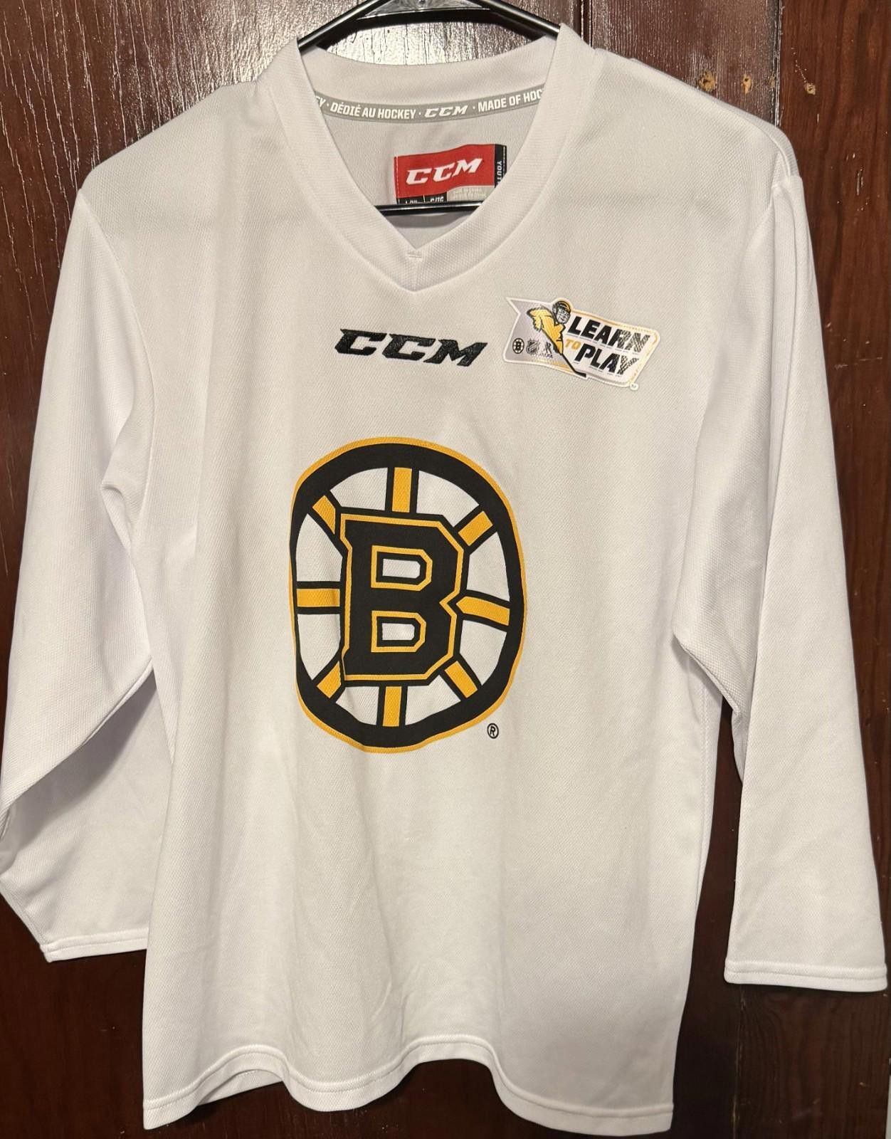 Ccm Boston Bruins CCM White Jersey Kid's Sz L/XL Size ONE SIZE - 1 Thumbnail