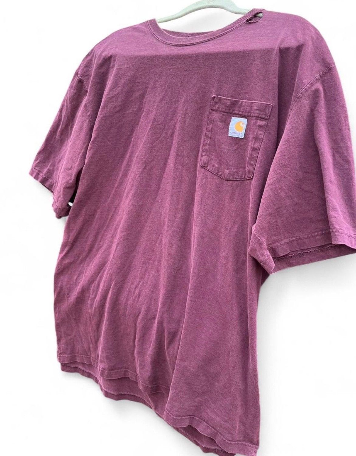 Carhartt Vintage Faded Carhartt K87 Pocket Tee Burgundy / Port L Size US XXL / EU 58 / 5 - 4 Thumbnail
