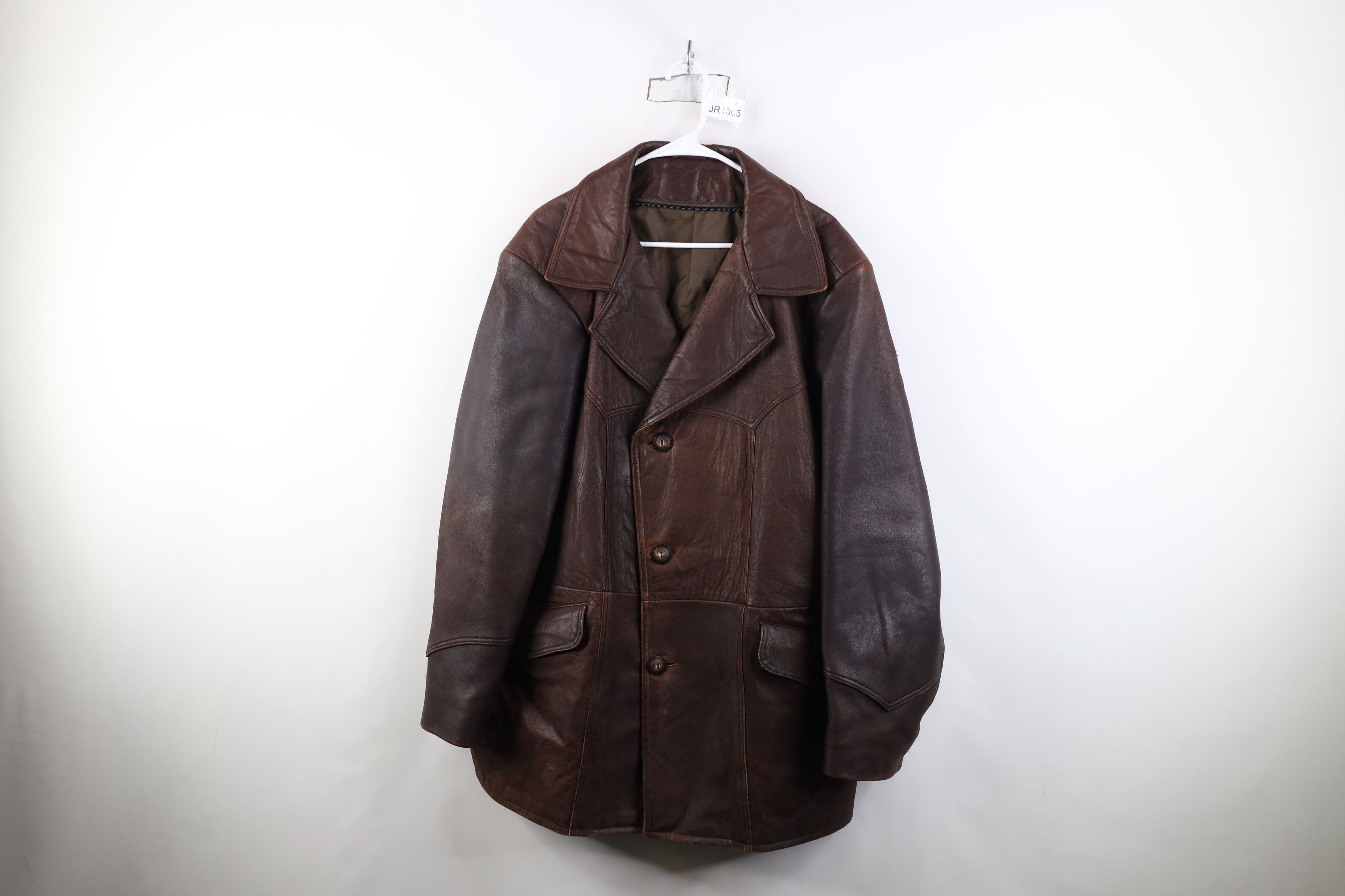 Vintage Vintage 90s Streetwear Leather Rancher Jacket Brown USA Size US XXL / EU 58 / 5 - 1 Thumbnail