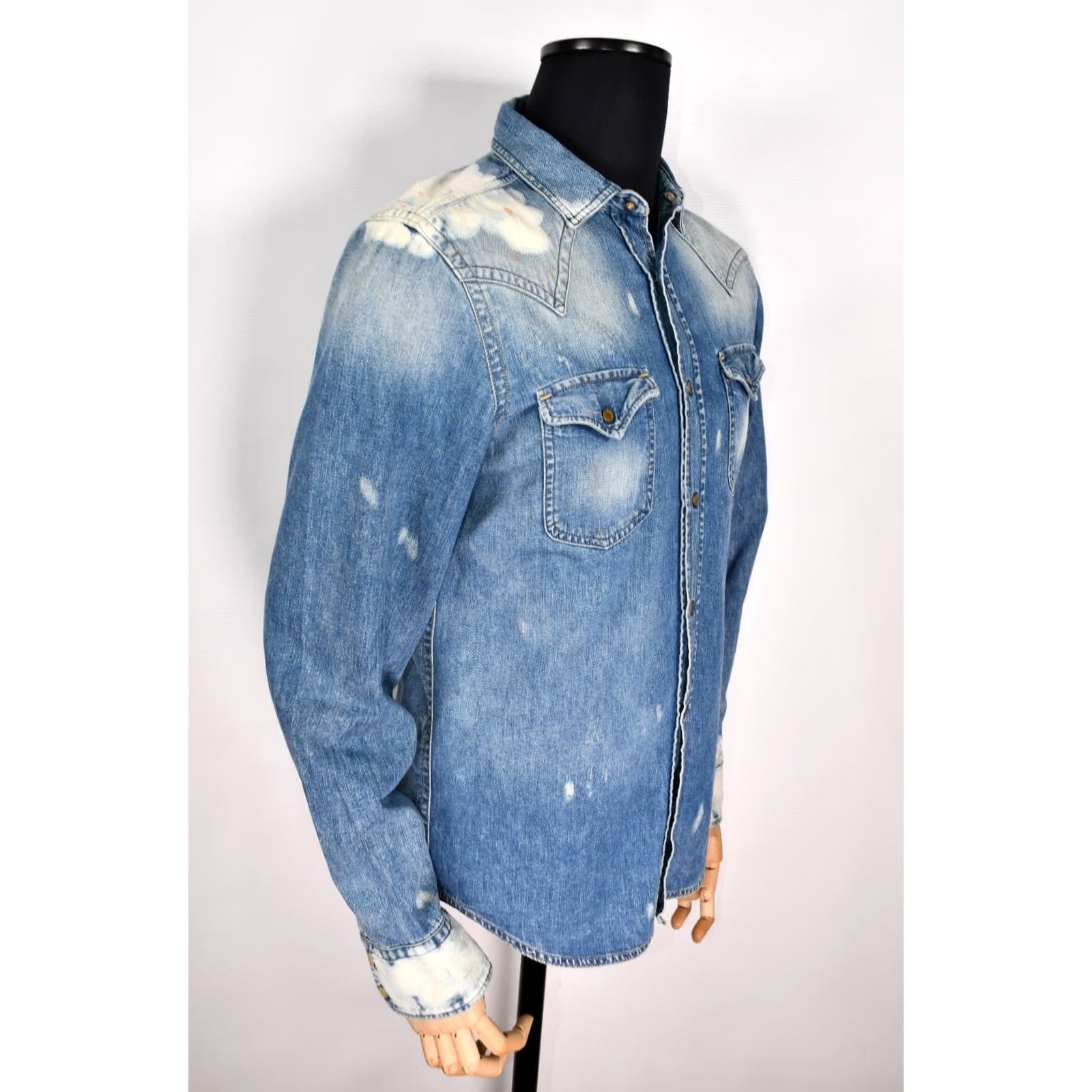 Diesel Diesel Shirt Western Denim Snap Men's M Blue 100% Cotton Regular Size M Mens Vintage No Size US M / EU 48-50 / 2 - 4 Thumbnail