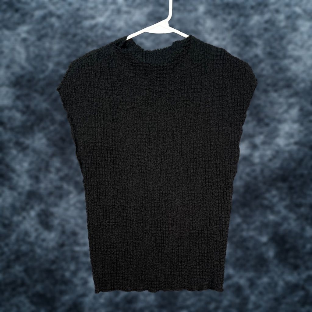 Zara Zara Womens Top Size M Black Stretch Textured Sleeveless Knit Polyester Elastane Cotton Shirt Adult Womens Stretch Size M / US 6-8 / IT 42-44 - 1 Thumbnail