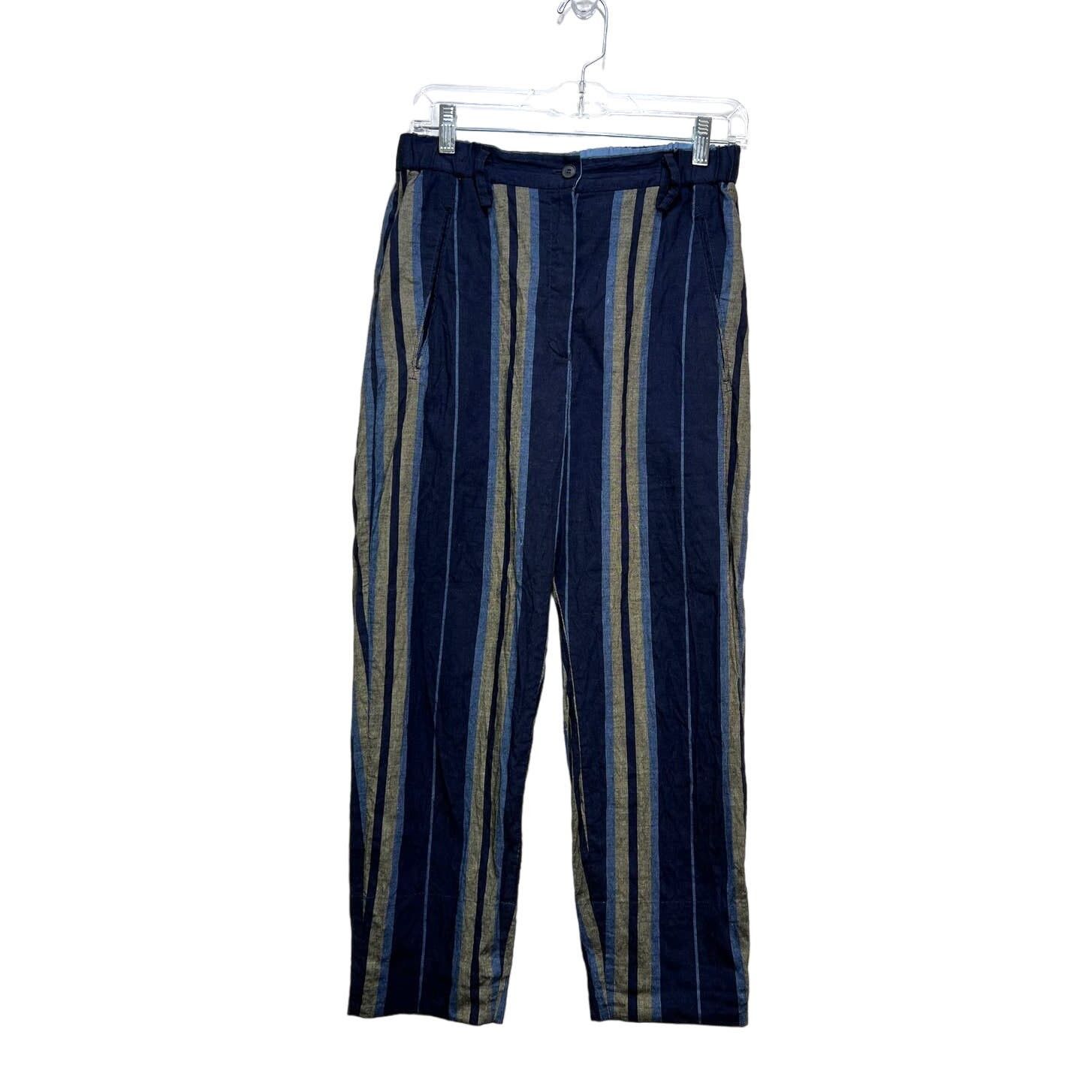 image of Annette Gortz Stripe Linen Pants Blue, Women's (Size 23)