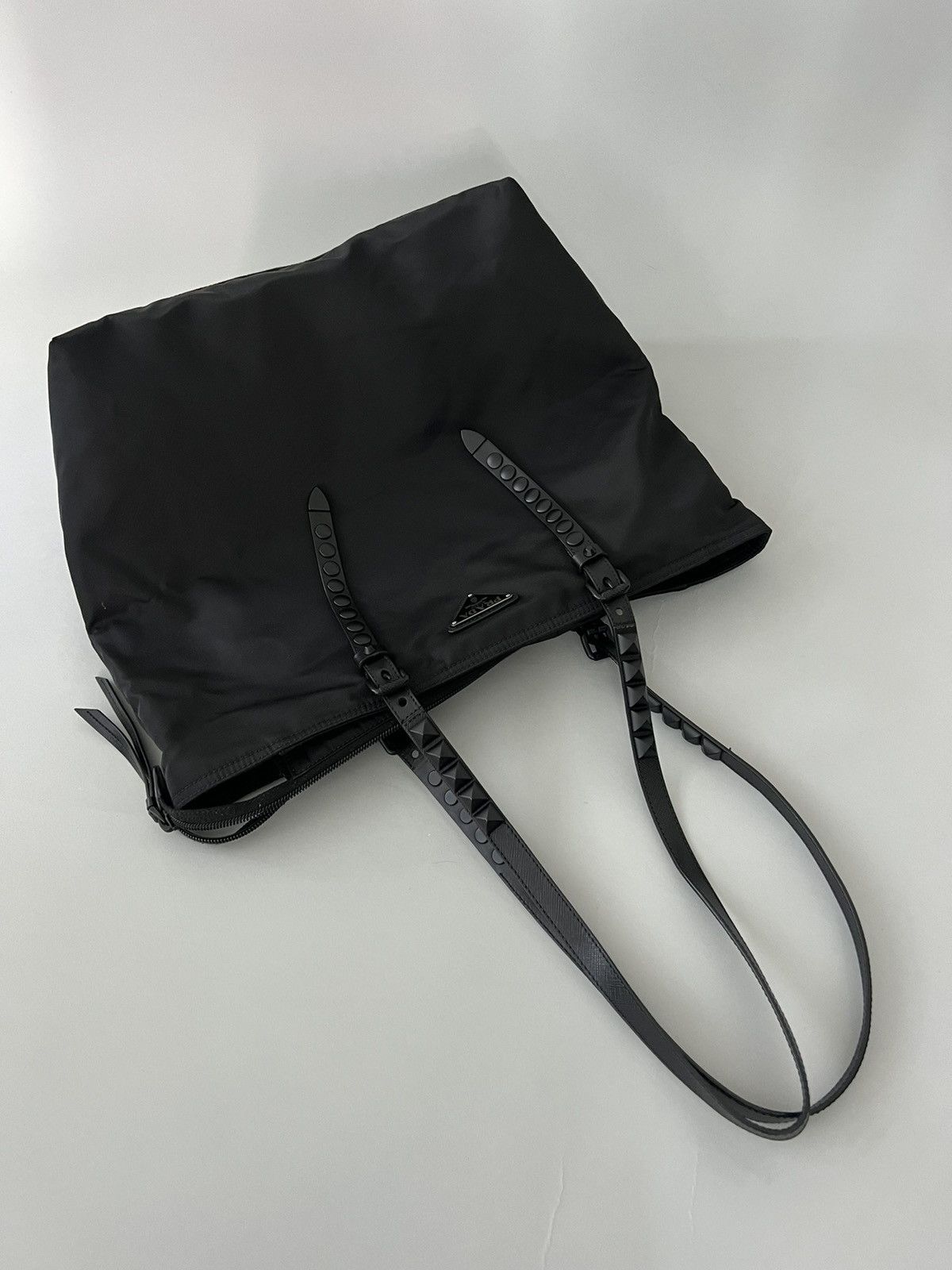 Prada Prada Black Studded Nylon Shopper Bag Size ONE SIZE - 6 Thumbnail