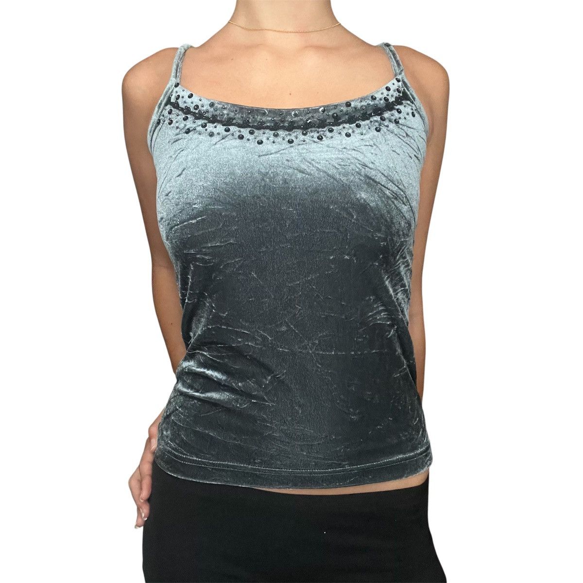 Other Y2K Velvet beaded embroidered Cami tank top🫧 Size XS / US 0-2 / IT 36-38 - 7 Thumbnail