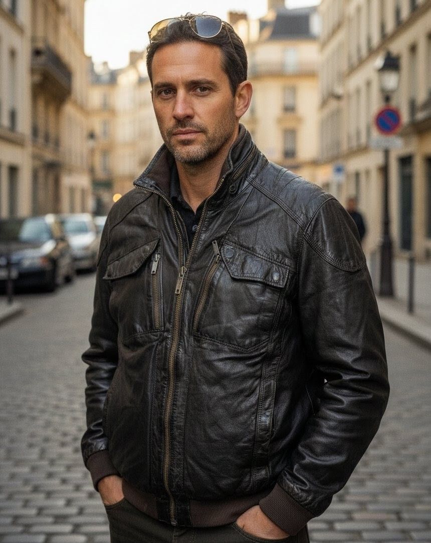 Chevignon CHEVIGNON Sheepskin Leather Flight Bomber Jacket B-CRAWL Size US L / EU 52-54 / 3 - 17 Thumbnail