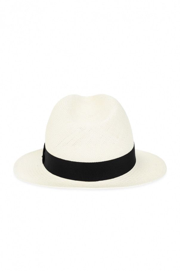 Saint Laurent Paris o1s1wg110824 Size: 59 / 688299 Fedora Hat Straw Black/White Size ONE SIZE - 2 Thumbnail