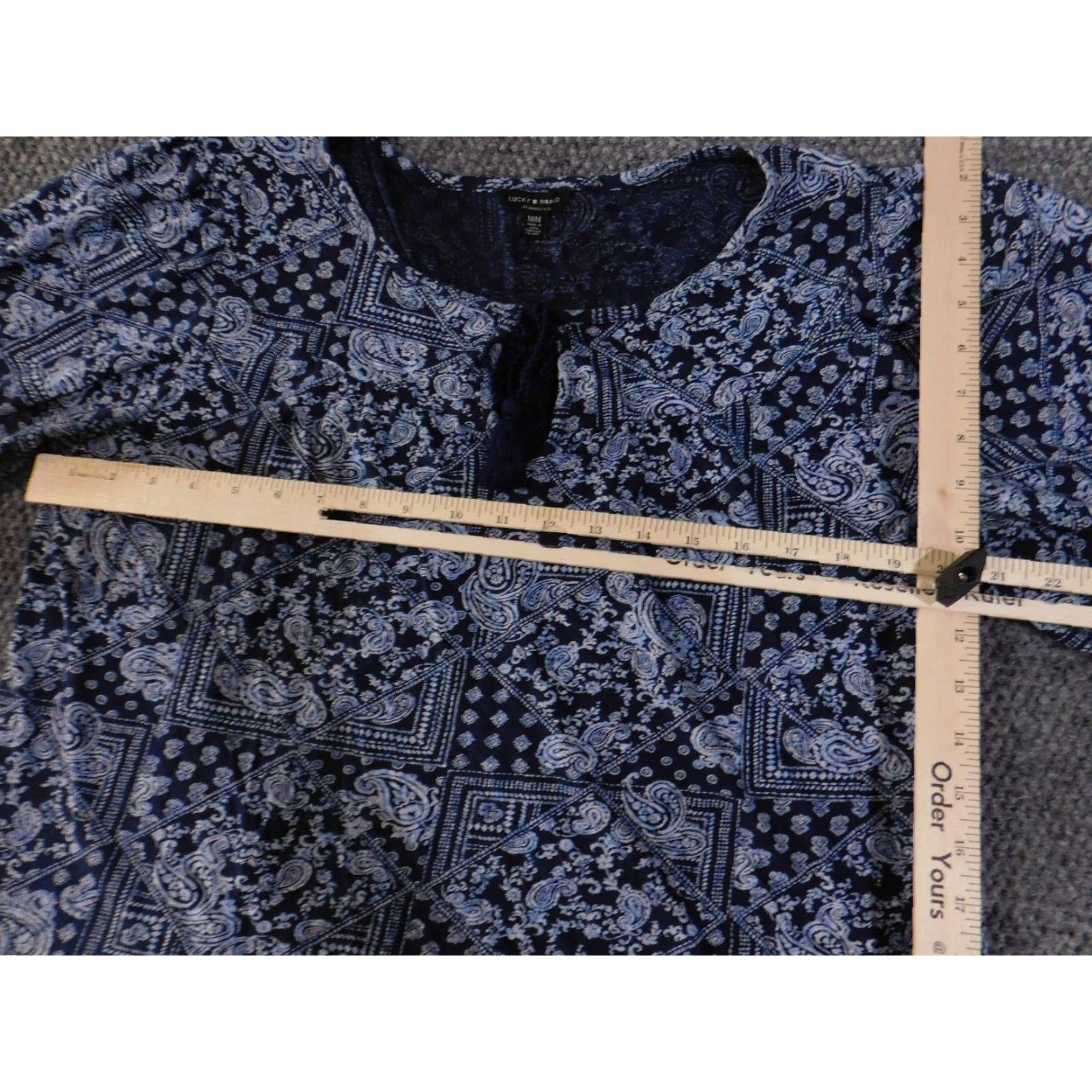 Lucky Brand Lucky Brand Blouse Womens M Blue Paisley Boho Peasant Top Shirt Casual Womens M Blue Paisley Peasant Top Size M / US 6-8 / IT 42-44 - 7 Thumbnail