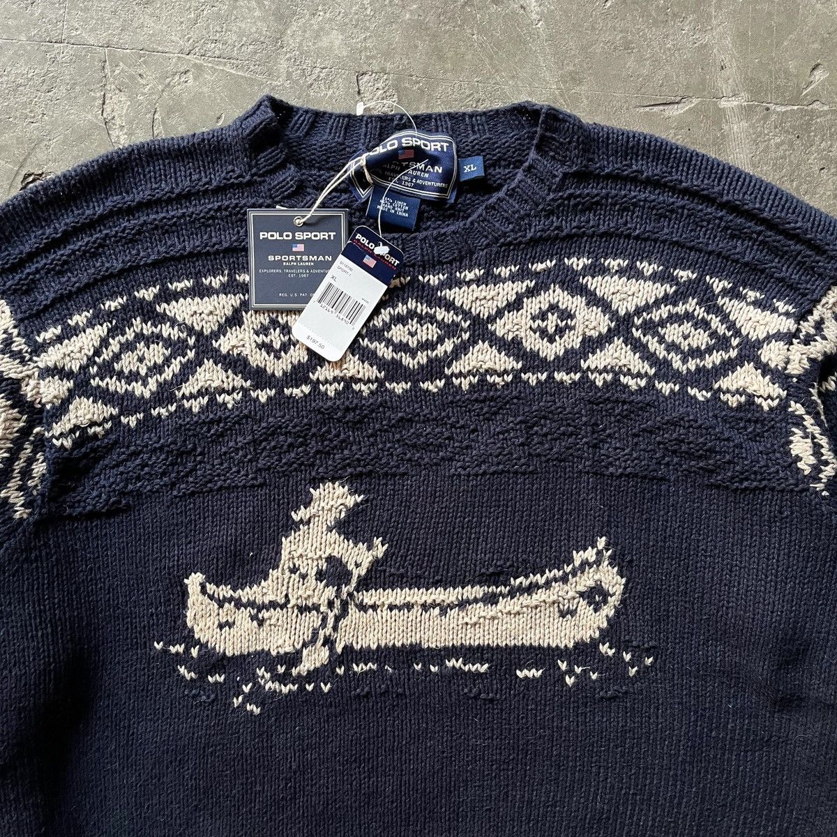 Polo Ralph Lauren × Vintage Polo Ralph Lauren sportsman “canoe man” knit sweater Size US XL / EU 56 / 4 - 2 Thumbnail