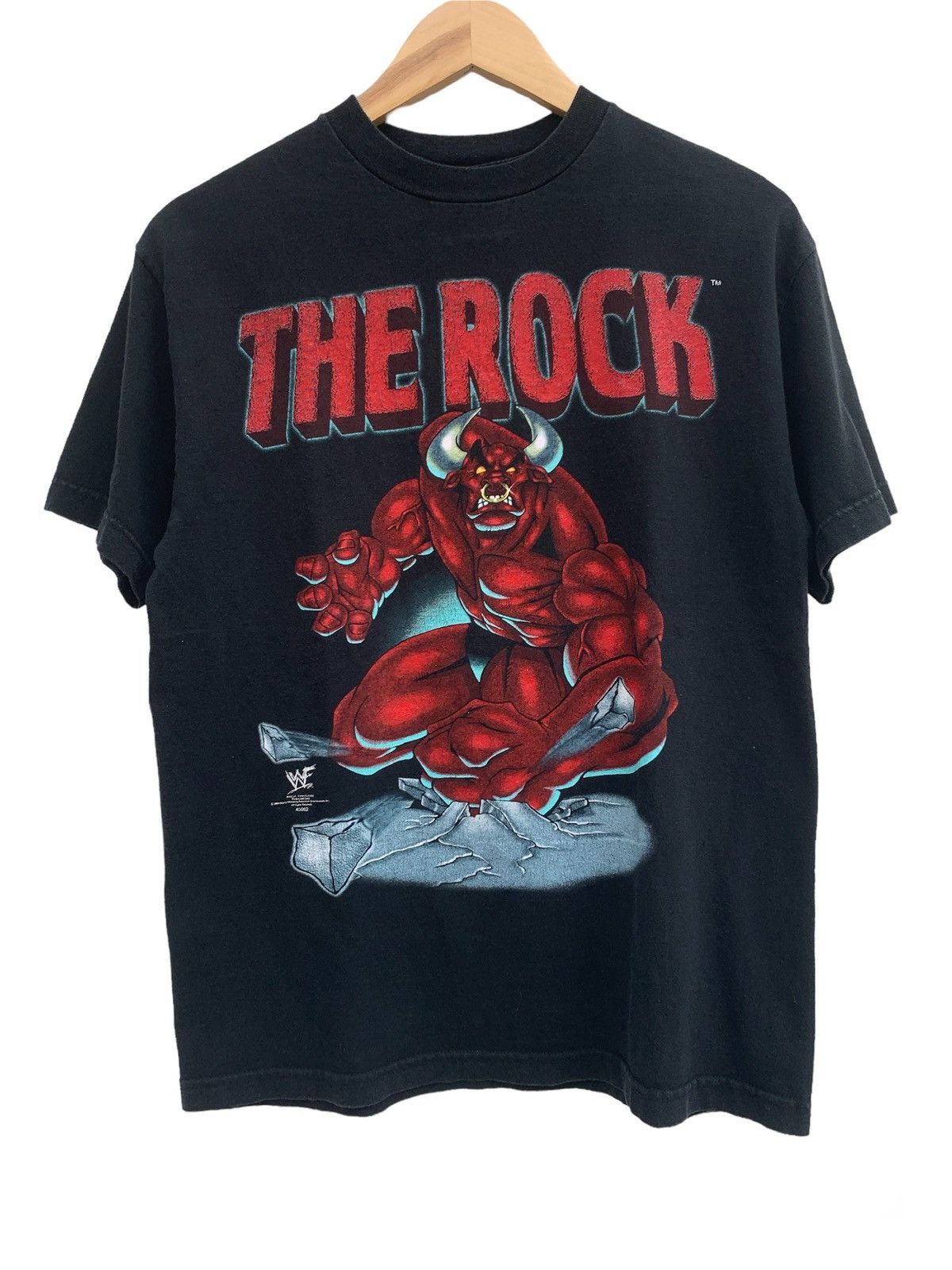 image of Grail Vintage 1999 The Rock Wwf Layin The Smack Down Tee in Black, Men's (Size Medium)