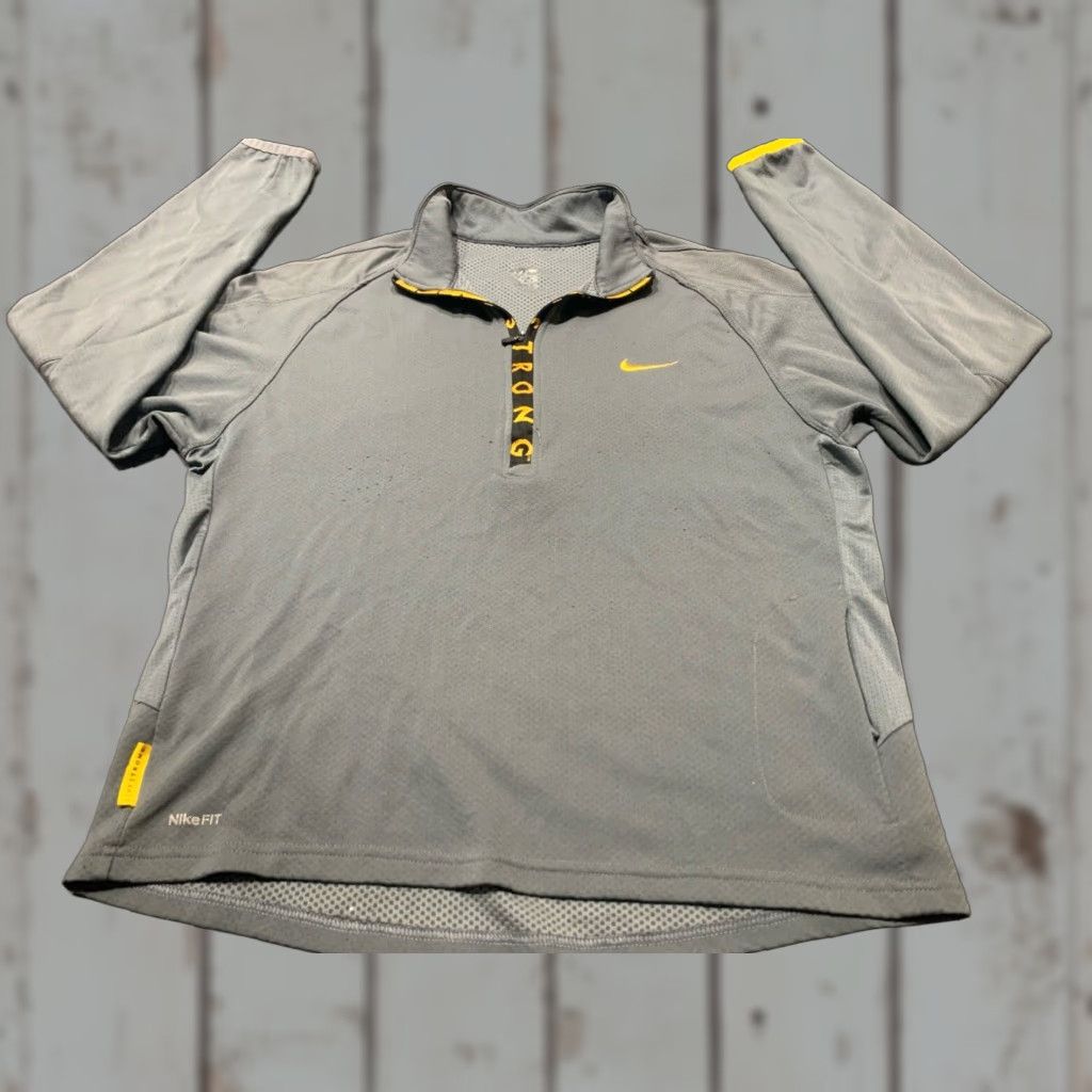 Nike VINTAGE Nike Livestrong Men's Pullover Zip Sweatshirt Adult Medium Gray Yellow Activewear Running Slim Size US M / EU 48-50 / 2 - 1 Thumbnail