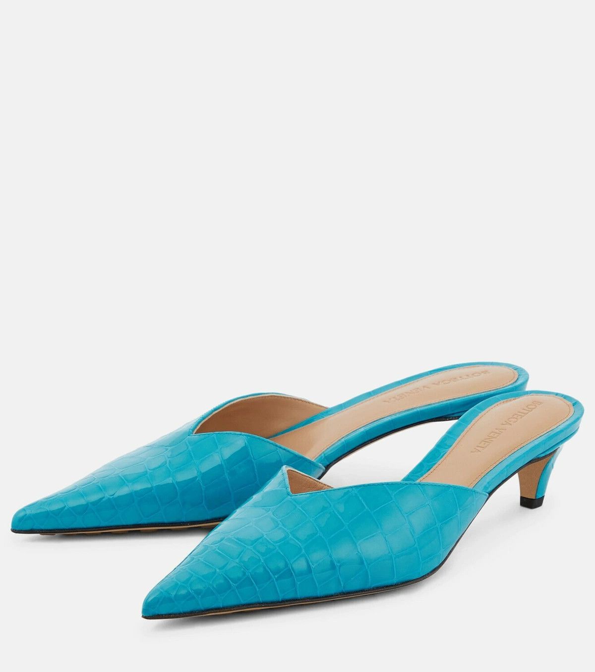 Bottega Veneta Bottega Veneta Punta Mule Pump in Croc-embossed Leather Pool Size US 9 / IT 39 - 2 Thumbnail