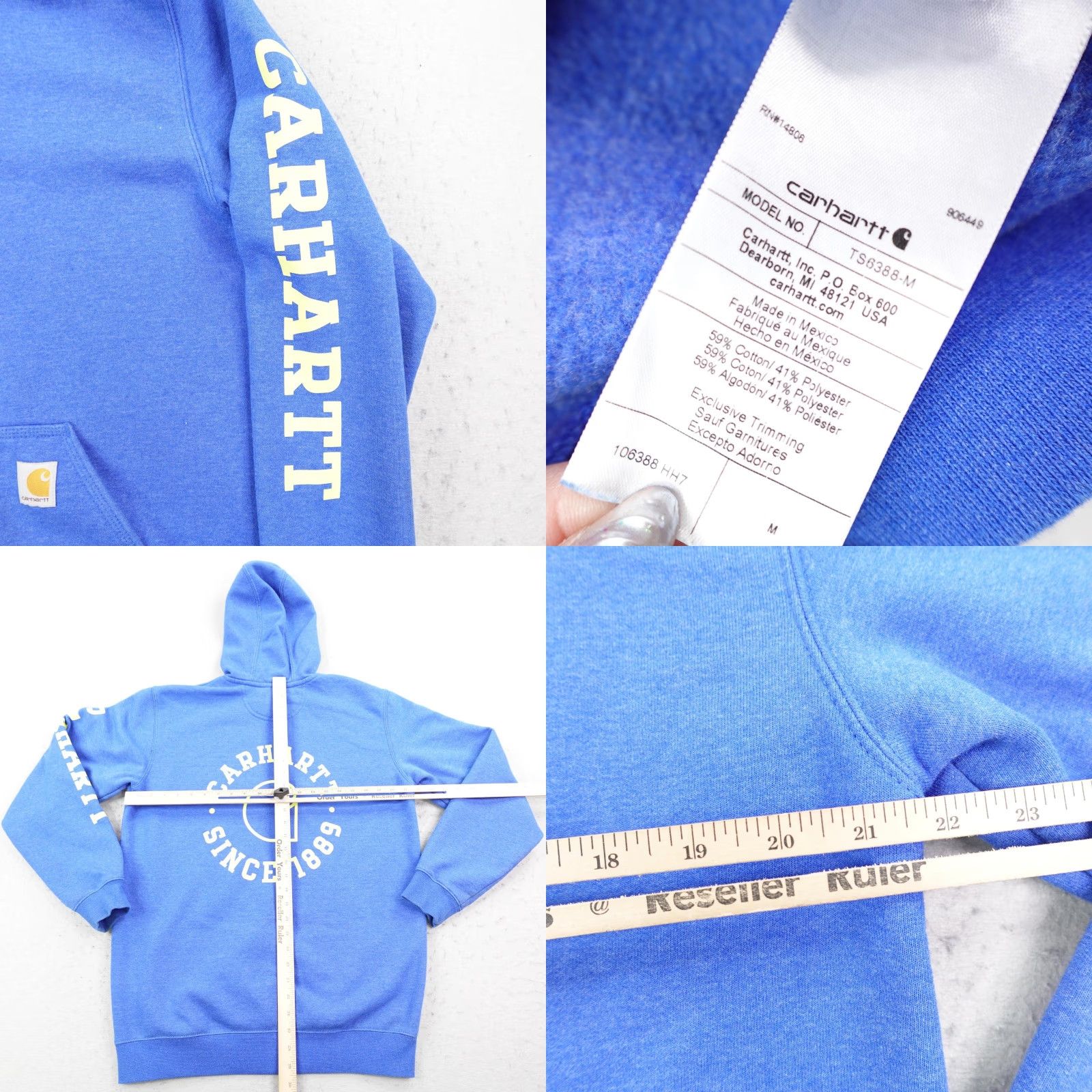 Carhartt Carhartt Hoodie Mens Medium Blue Rain Defender Graphic Print Logo Work Sweatshirt Pullover Hooded Pockets Water Resistant Size US M / EU 48-50 / 2 - 8 Thumbnail