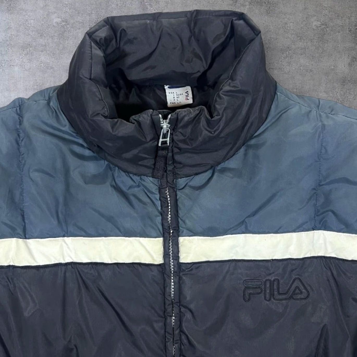 Fila VINTAGE FILA Embroidered Mini Logo Padded Puffer Zip Jacket Mens Large Black/Blue Jacket Size US L / EU 52-54 / 3 - 3 Thumbnail