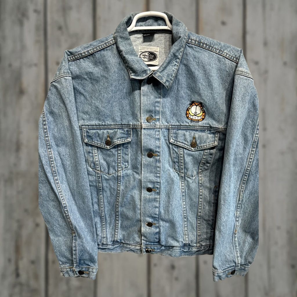 Vintage VINTAGE Garfield Prime Time Merchandise Denim Blue Jean Jacket Mens XL Bomber Jacket 90s Theme Size US 36 / EU 52 - 1 Thumbnail