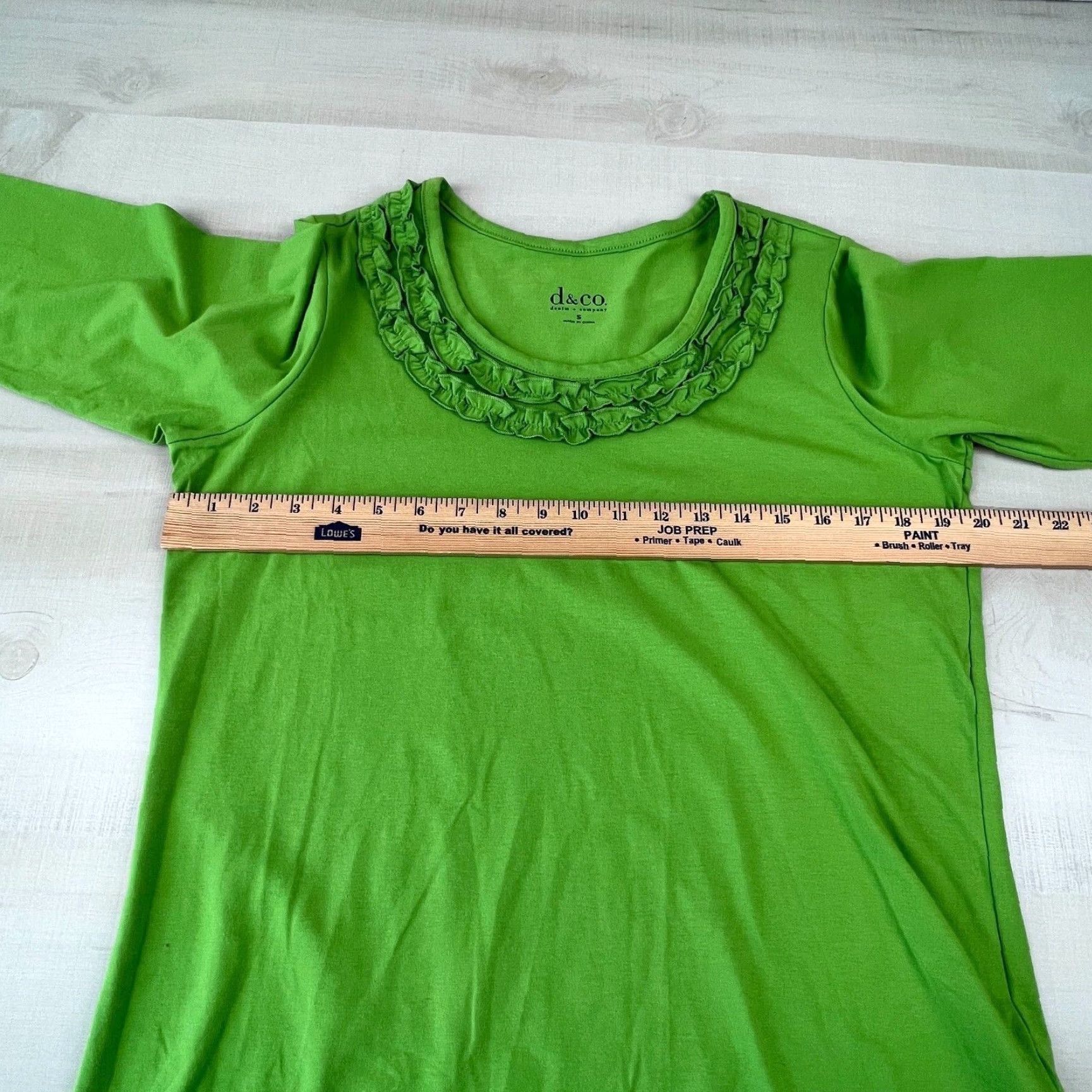 CO Denim + Company Womens Small Green Ruffle Neck 3/4 Sleeve Casual Knit Top Size S / US 4 / IT 40 - 6 Thumbnail