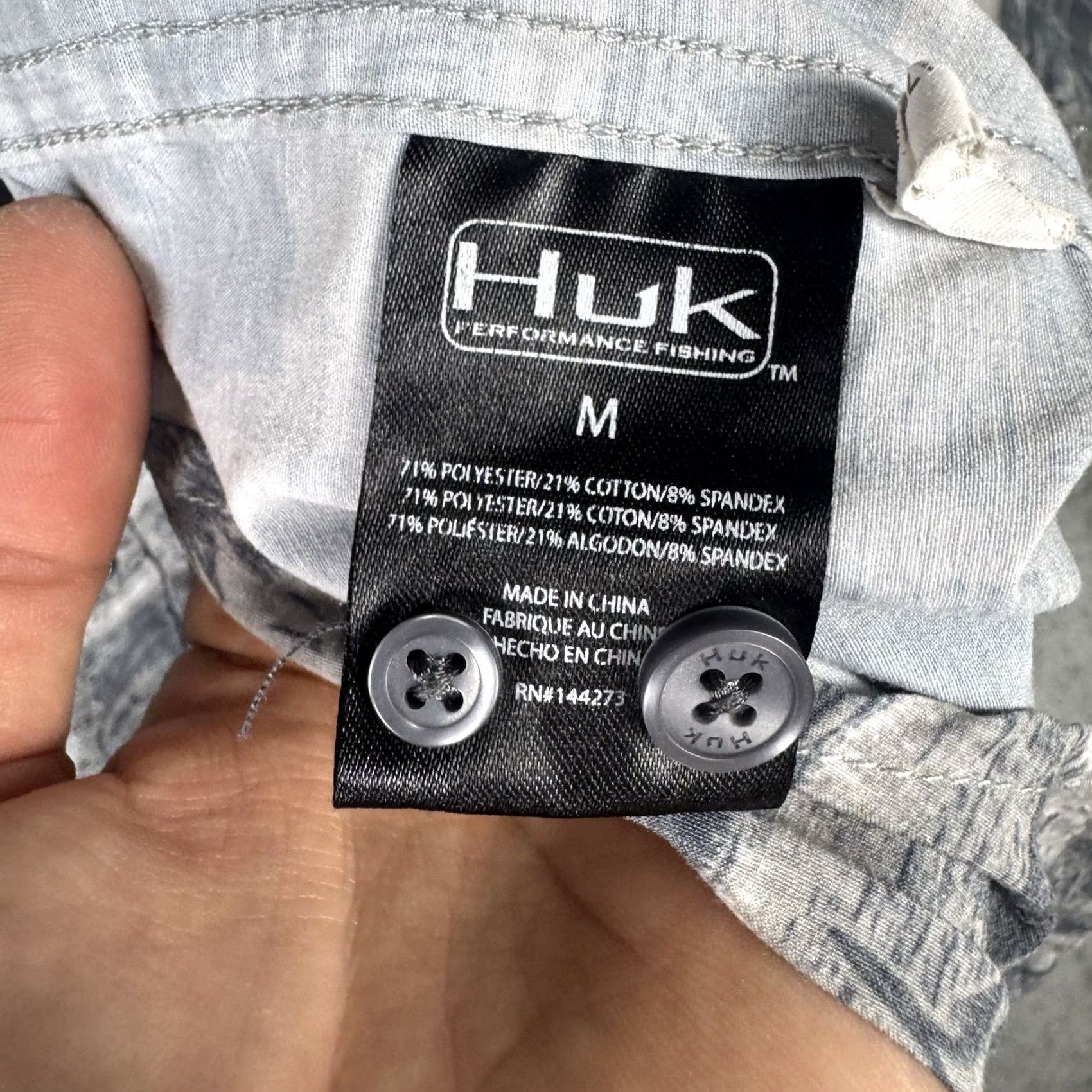 Vintage Huk Shirt Mens M Fish Print Performance Stretch Wicking Outdoor Gray Size US M / EU 48-50 / 2 - 7 Thumbnail