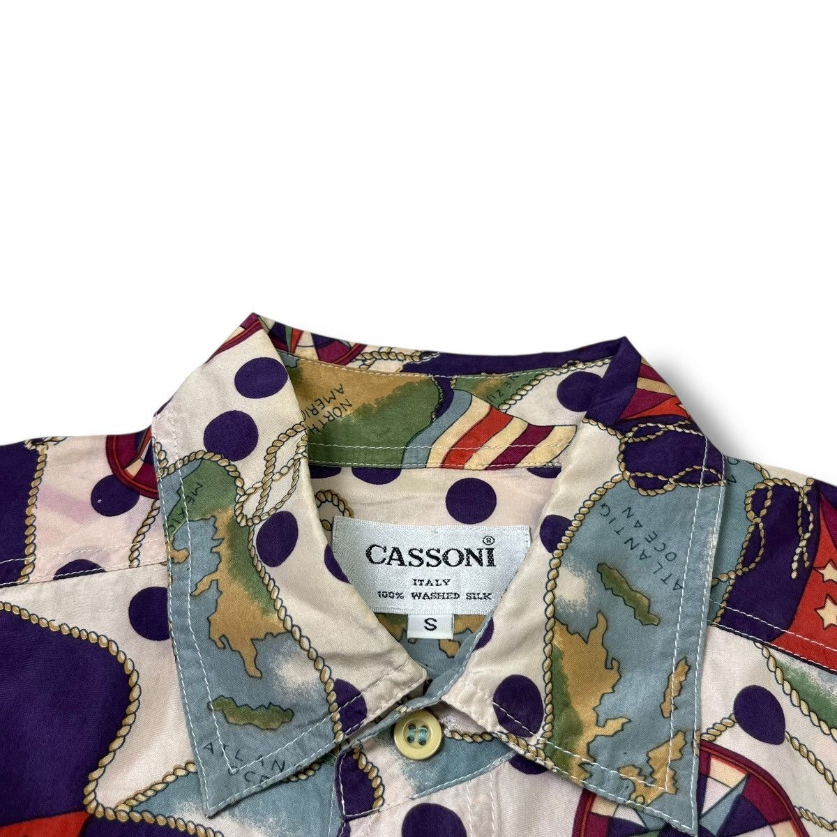 Issey Miyake Vintage 90s‼️Cassoni Italy Silk Shirt Nautical/YSL/Prada Styl Size US S / EU 44-46 / 1 - 6 Thumbnail