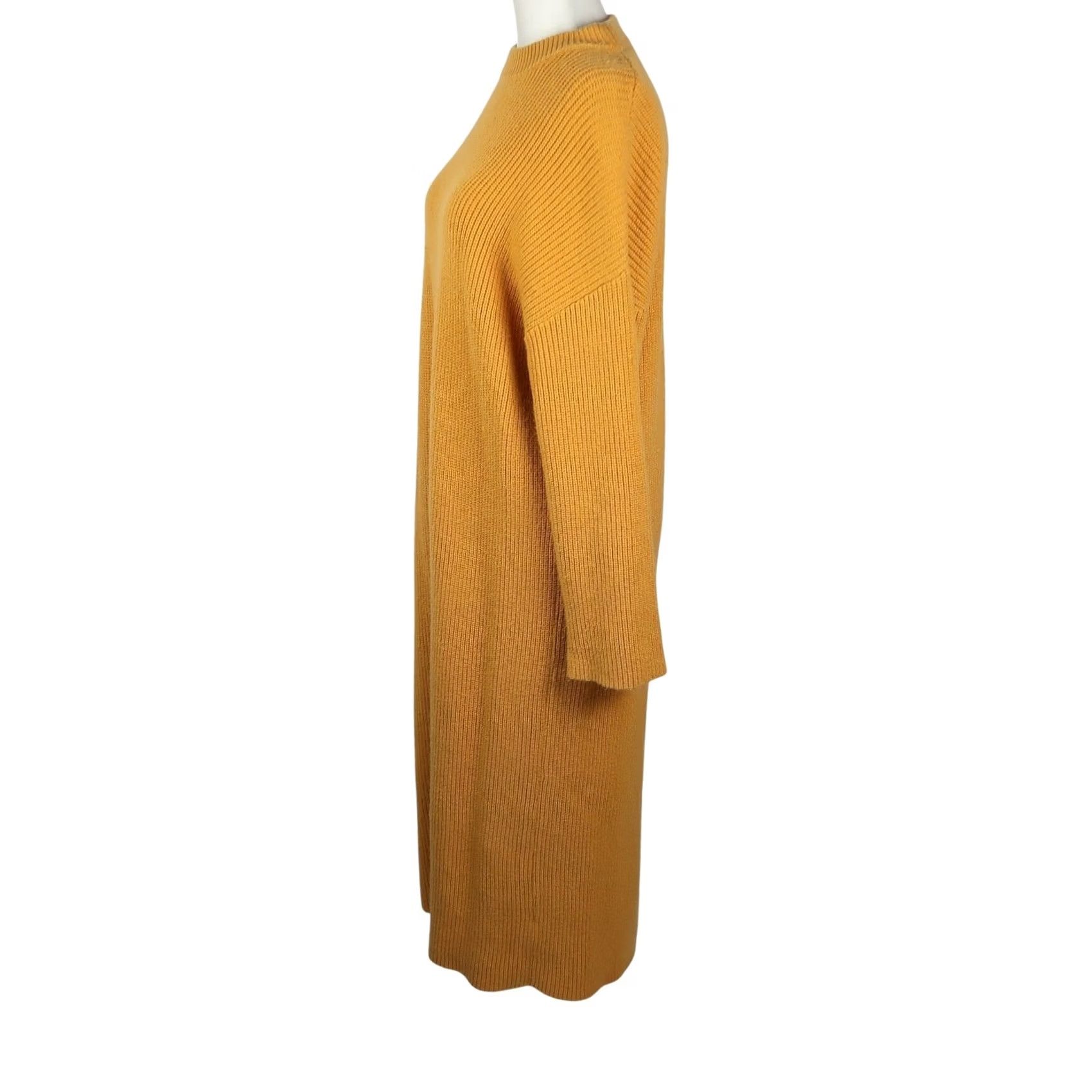 Zara Zara Mustard Yellow Knit Midi Sweater Dress S Women Size S / US 4 / IT 40 - 3 Thumbnail
