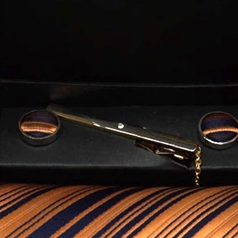 Vintage Likas Men’s Pure Silk Tie and Fashion Jewelry Set Cufflinks Tie Bar Size ONE SIZE - 2 Thumbnail