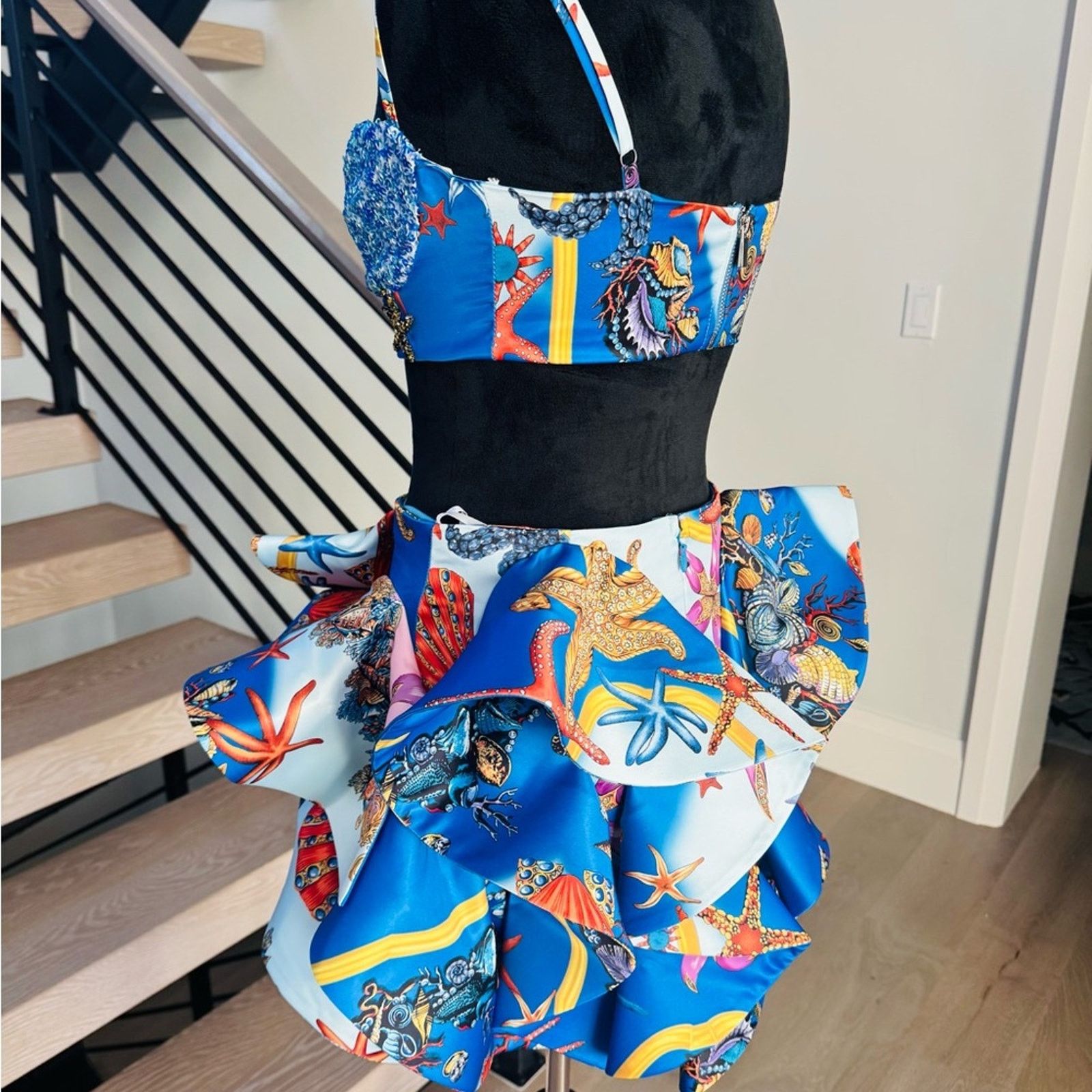 Other Vibrant Blue and Pink Beaded Two-Piece Set top S skirt M Size 25" / US 0 / IT 36 - 13 Thumbnail