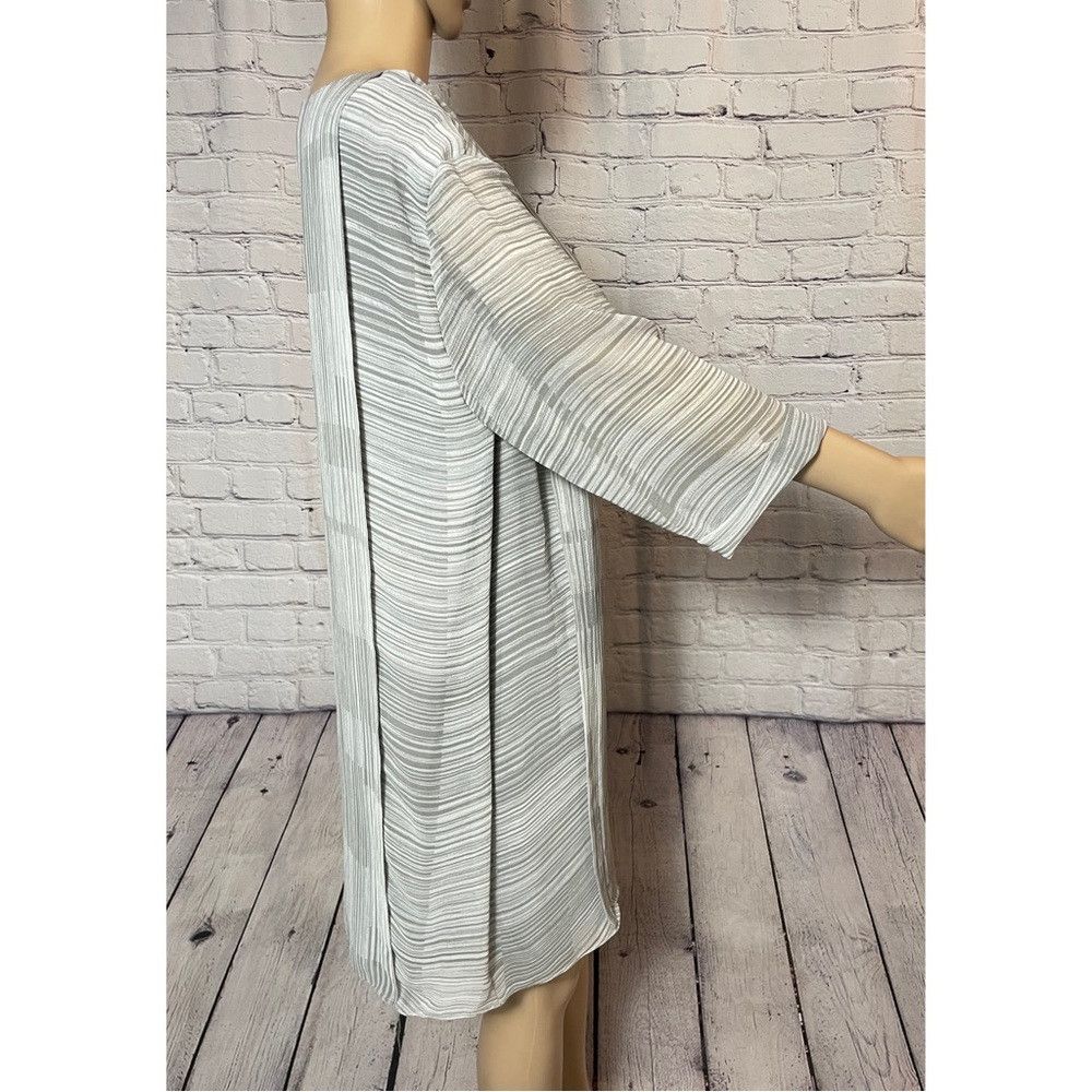 Halston H Halston Chiffon Grey Stripes 3/4 Sleeve Mini Dress Tunic Size L / US 10 / IT 46 - 2 Thumbnail