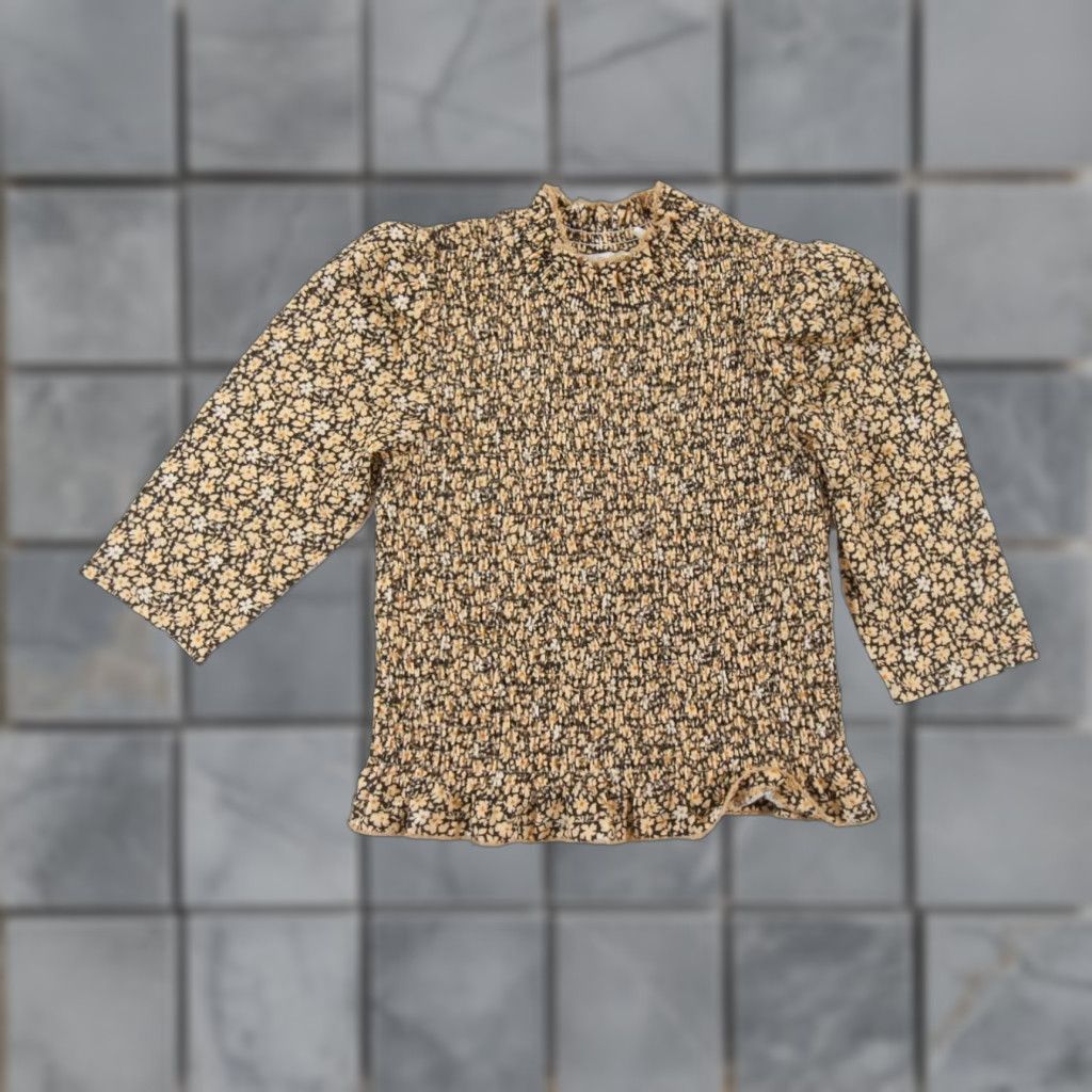 Sandro VINTAGE Sandro Women's Top Shirt Casual All Seasons Floral Crop Yellow Size 1 Size XS / US 0-2 / IT 36-38 - 1 Thumbnail