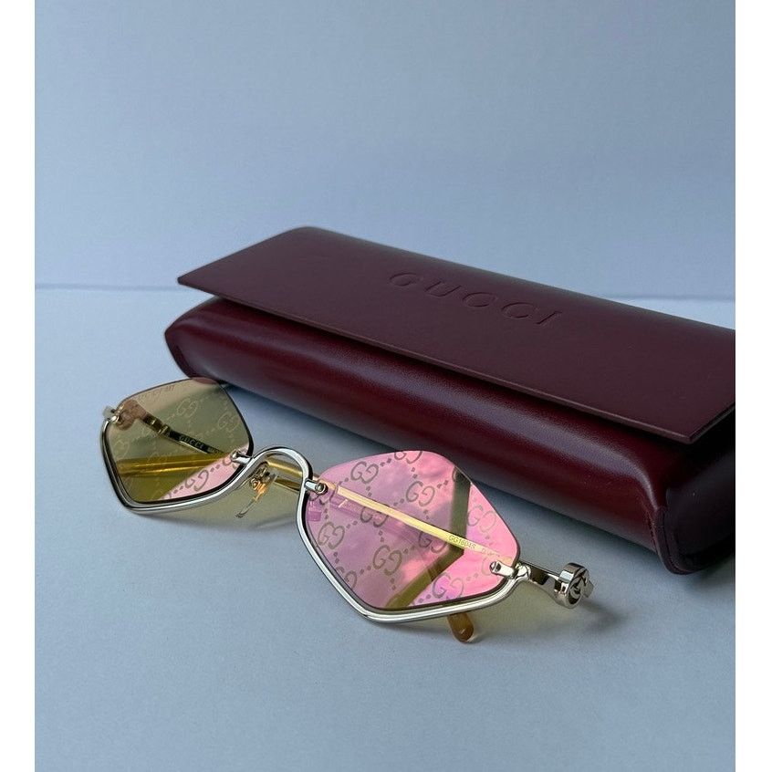 Gucci NEW Gucci GG1604S Gold Cat Eye Logo Mirror Sunglasses $720 Size ONE SIZE - 1 Thumbnail