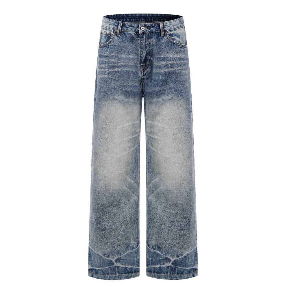 Vintage Punk Gradient Washed Straight Leg Jeans for Men Size US 32 / EU 48 - 1 Thumbnail