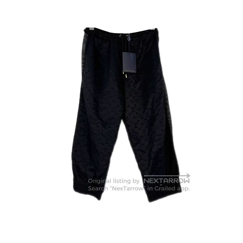 Louis Vuitton Black full logo mesh patchwork cropped pants