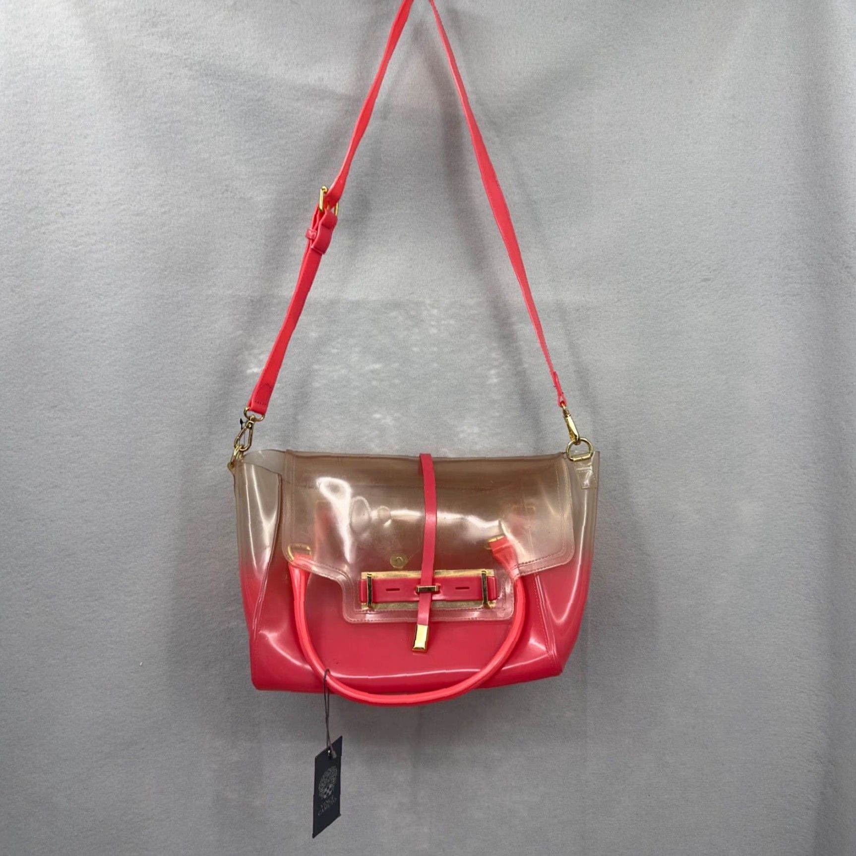 Vince Camuto Vince Camuto Ombre Jelly Crossbody Bag Pink Handles Flap Crossbody 20" Strap 9.5" W 7.25" H Large Rubber Pink Vintage No N/A Size ONE SIZE - 2 Thumbnail