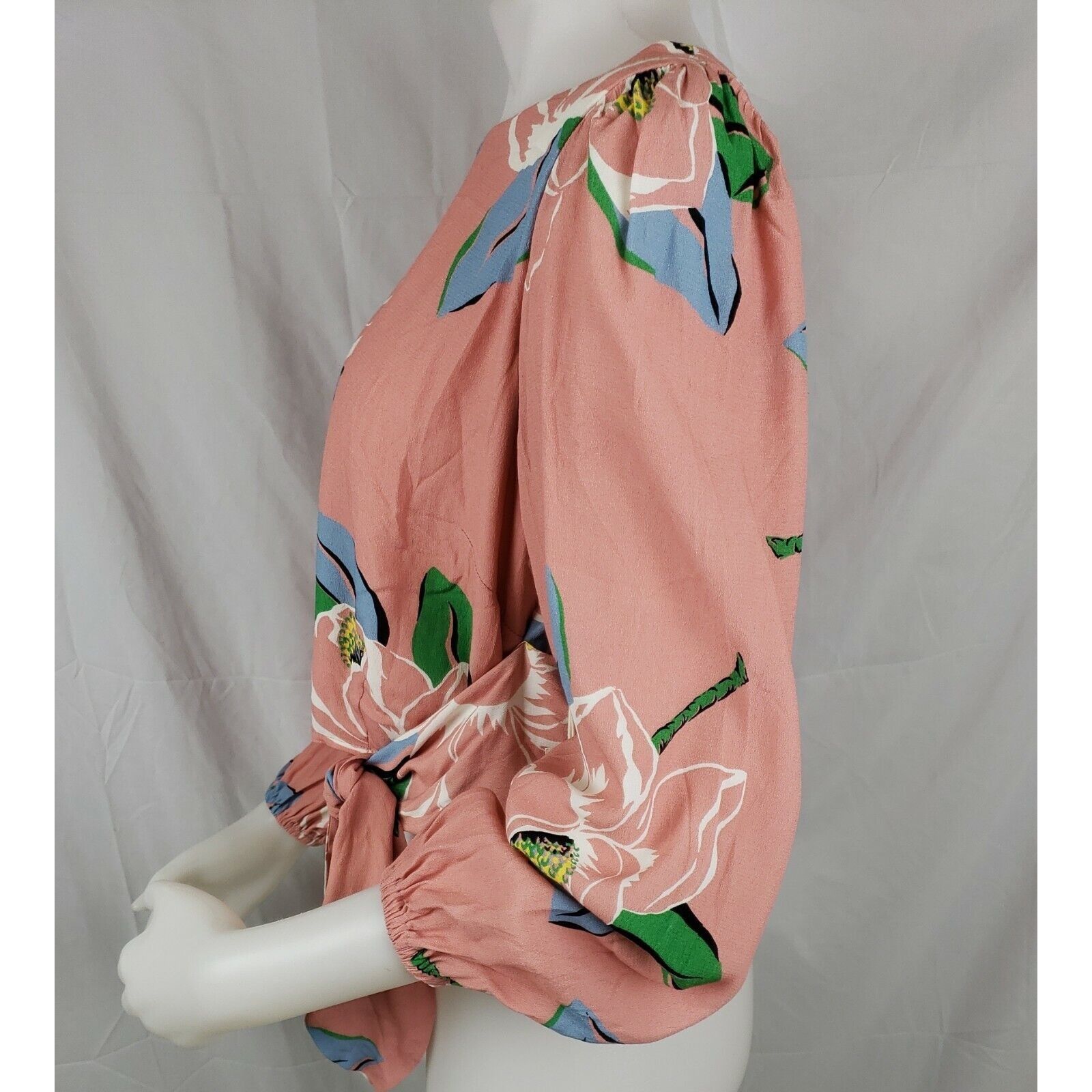 Other Capulet Linen Blend Top Womens L Pink Floral Balloon Sleeve Size L / US 10 / IT 46 - 4 Thumbnail