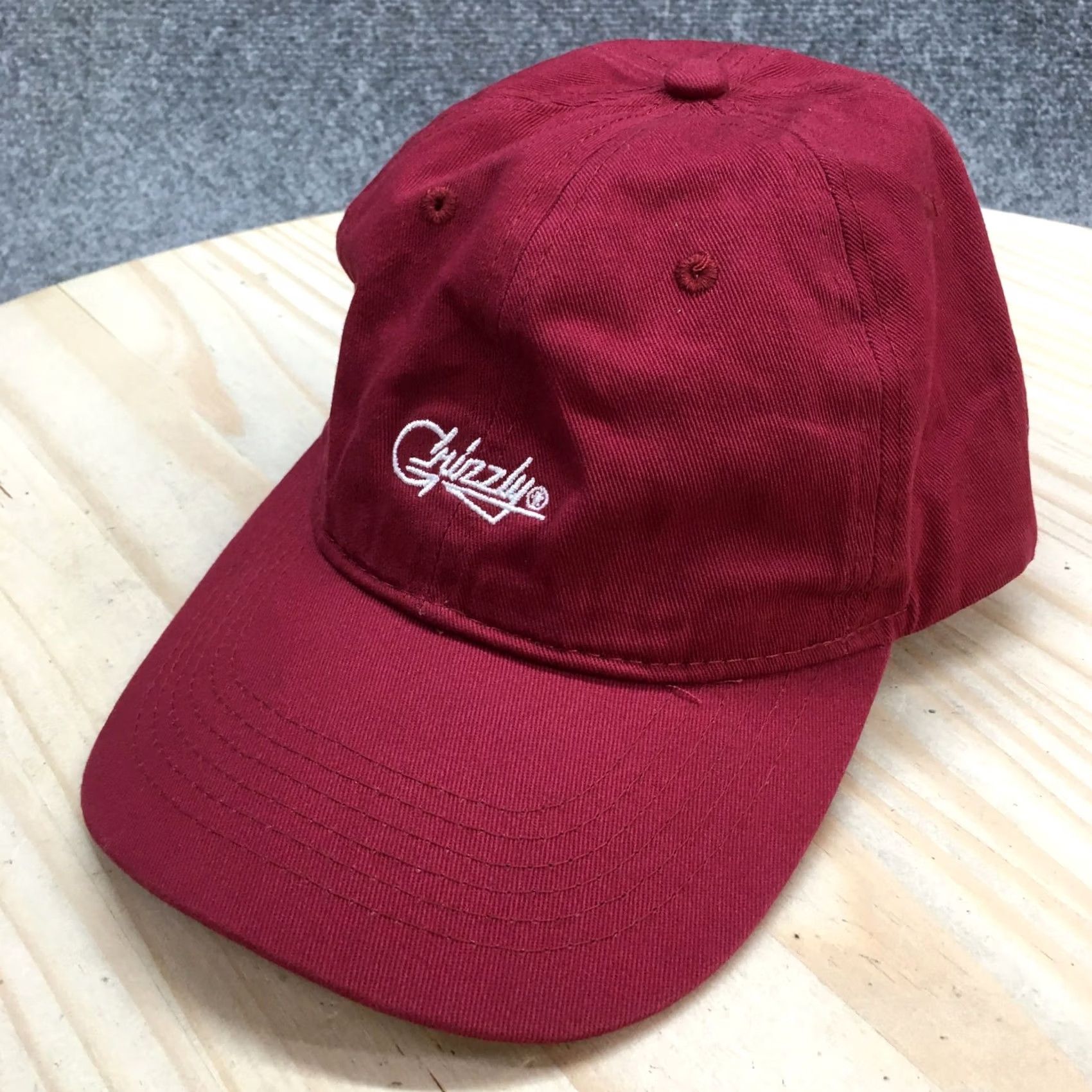 Logo 7 Grizzly Hat Baseball Cap One Size Maroon Embroidered Logo Adjustable Basic Mens Size ONE SIZE - 2 Thumbnail