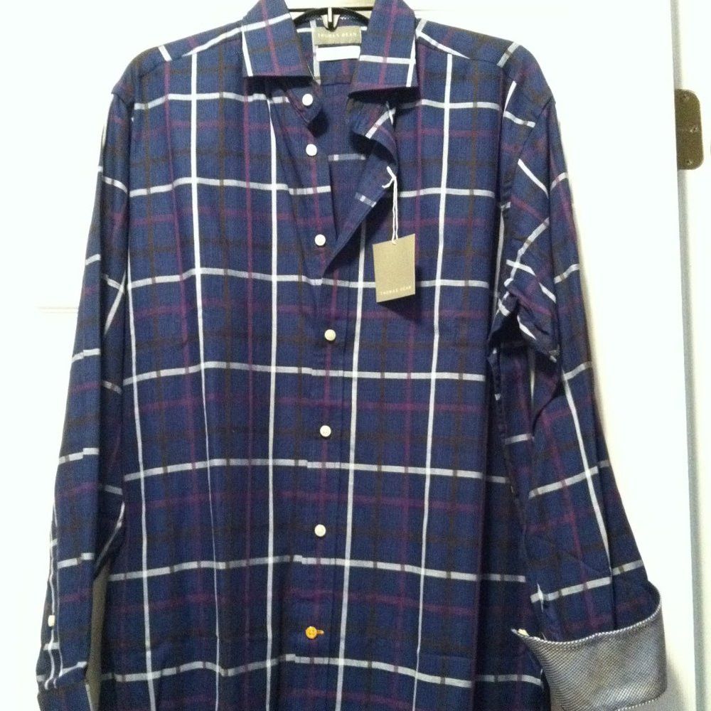 Thomas Dean THOMAS DEAN MENS NEW NAVY 100%COTTON CASUAL SHIRT SIZE: M Size US M / EU 48-50 / 2 - 4 Thumbnail
