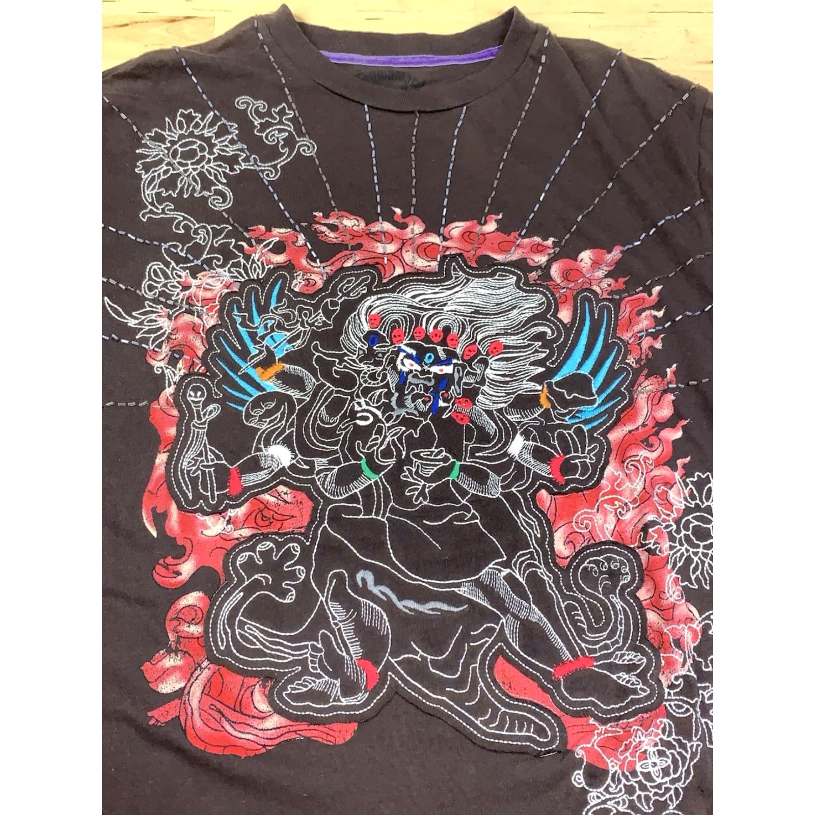 Vintage VINTAGE Downward Spiral T Shirt Mens L Brown Embroidered Wings Grunge 10999 Size US L / EU 52-54 / 3 - 3 Thumbnail