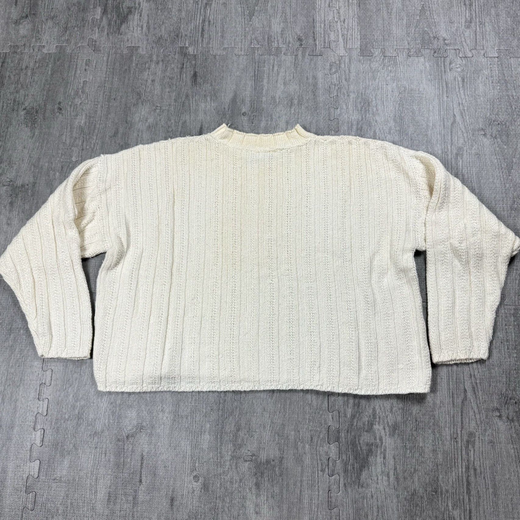 Vintage Vintage Garland USA Women's 90s Y2K Oversized Crop Sweater Pullover Knit Ivory M Size M / US 6-8 / IT 42-44 - 6 Thumbnail