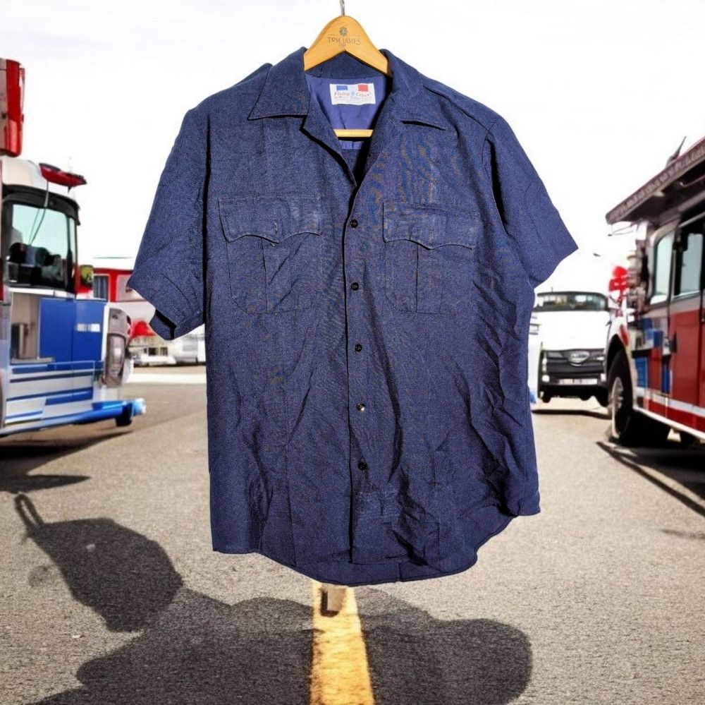 Vintage Flying Cross Police Uniform Sz L Men's Blue Button-Up Shirt Size US L / EU 52-54 / 3 - 1 Thumbnail