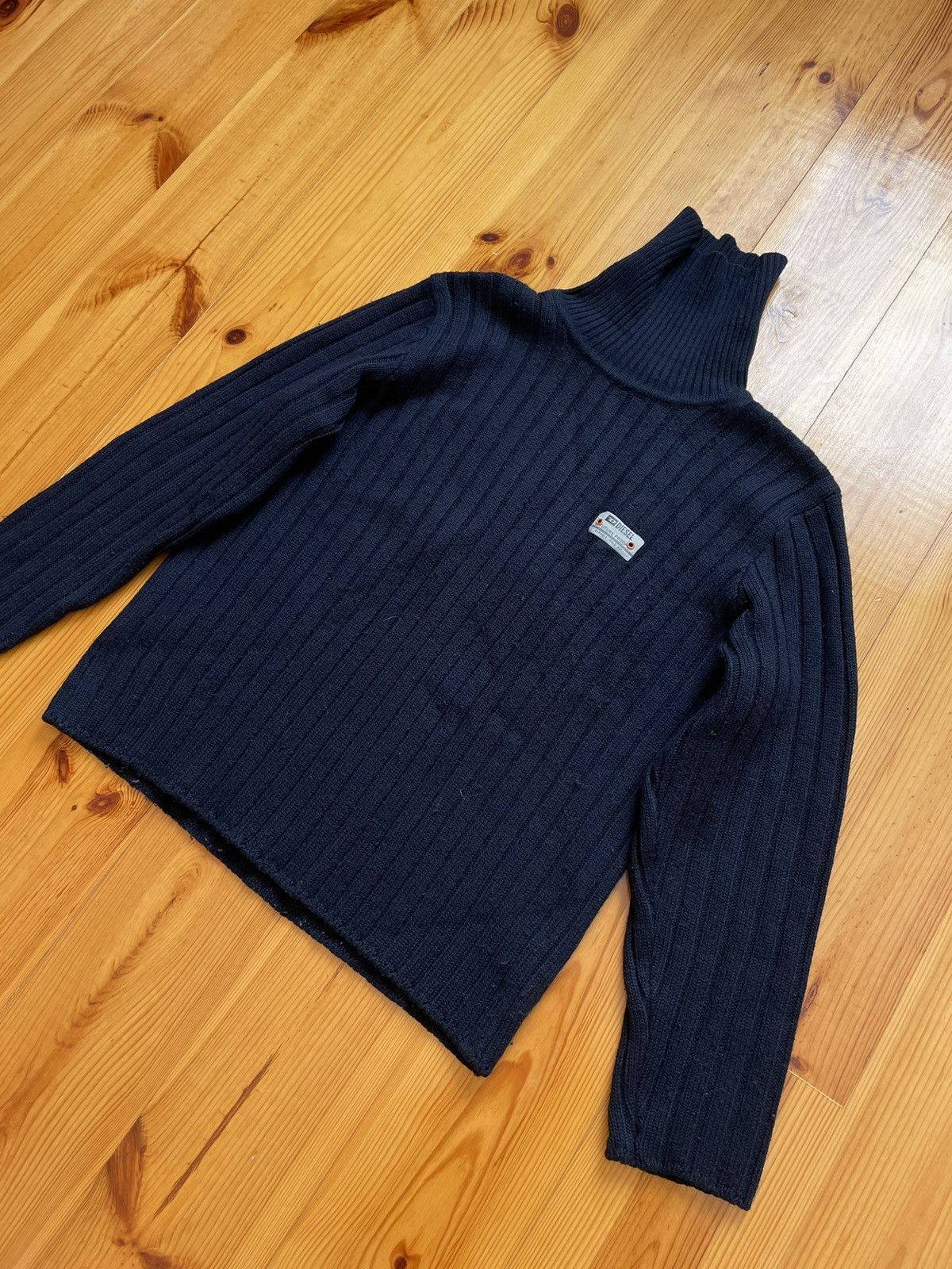 Diesel × Vintage DIESEL Logo Vintage Knit Sweater High Neck Y2K Style Size US M / EU 48-50 / 2 - 3 Thumbnail