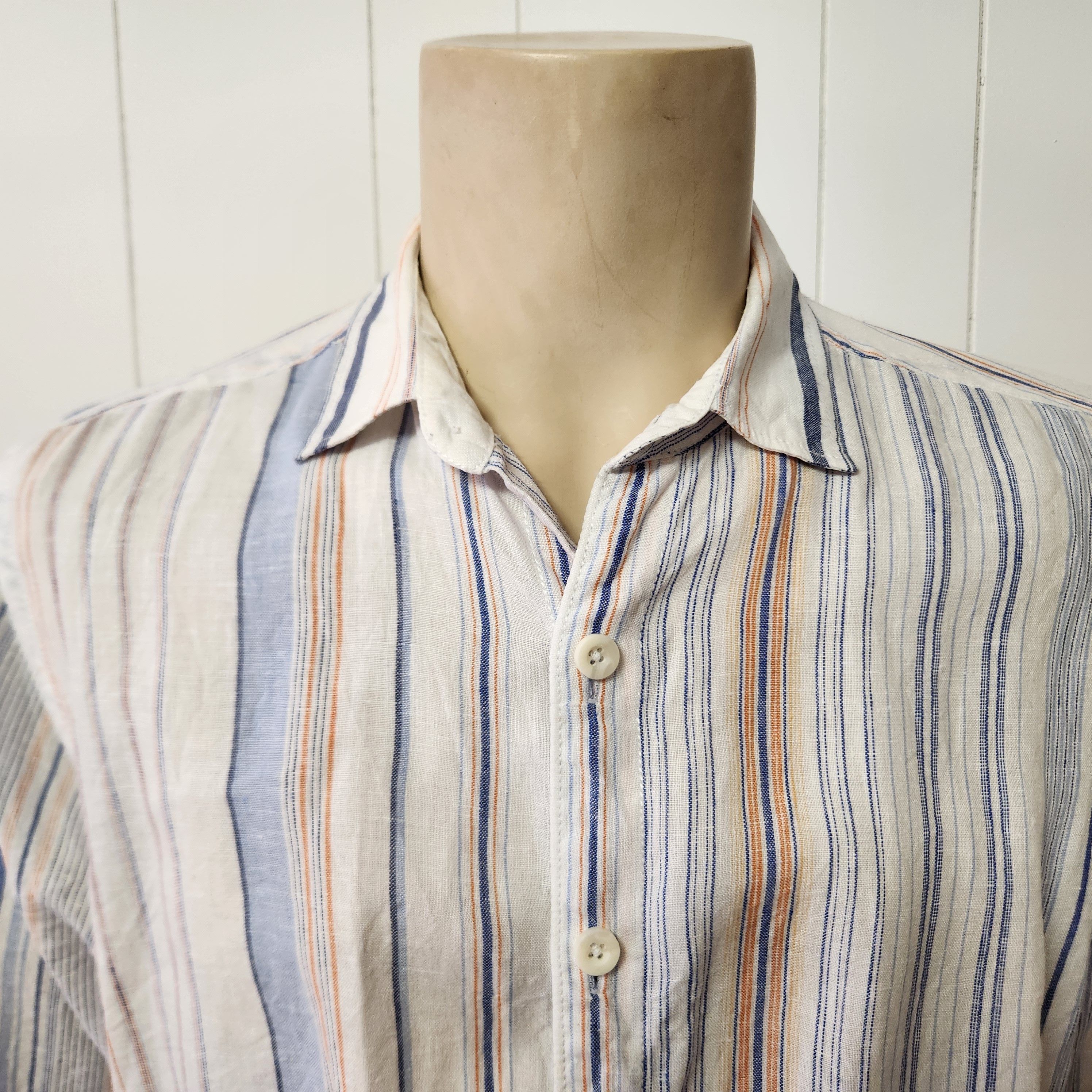 Tommy Bahama Tommy Bahama shirt M 100% linen white blue orange stripe Size US M / EU 48-50 / 2 - 4 Thumbnail
